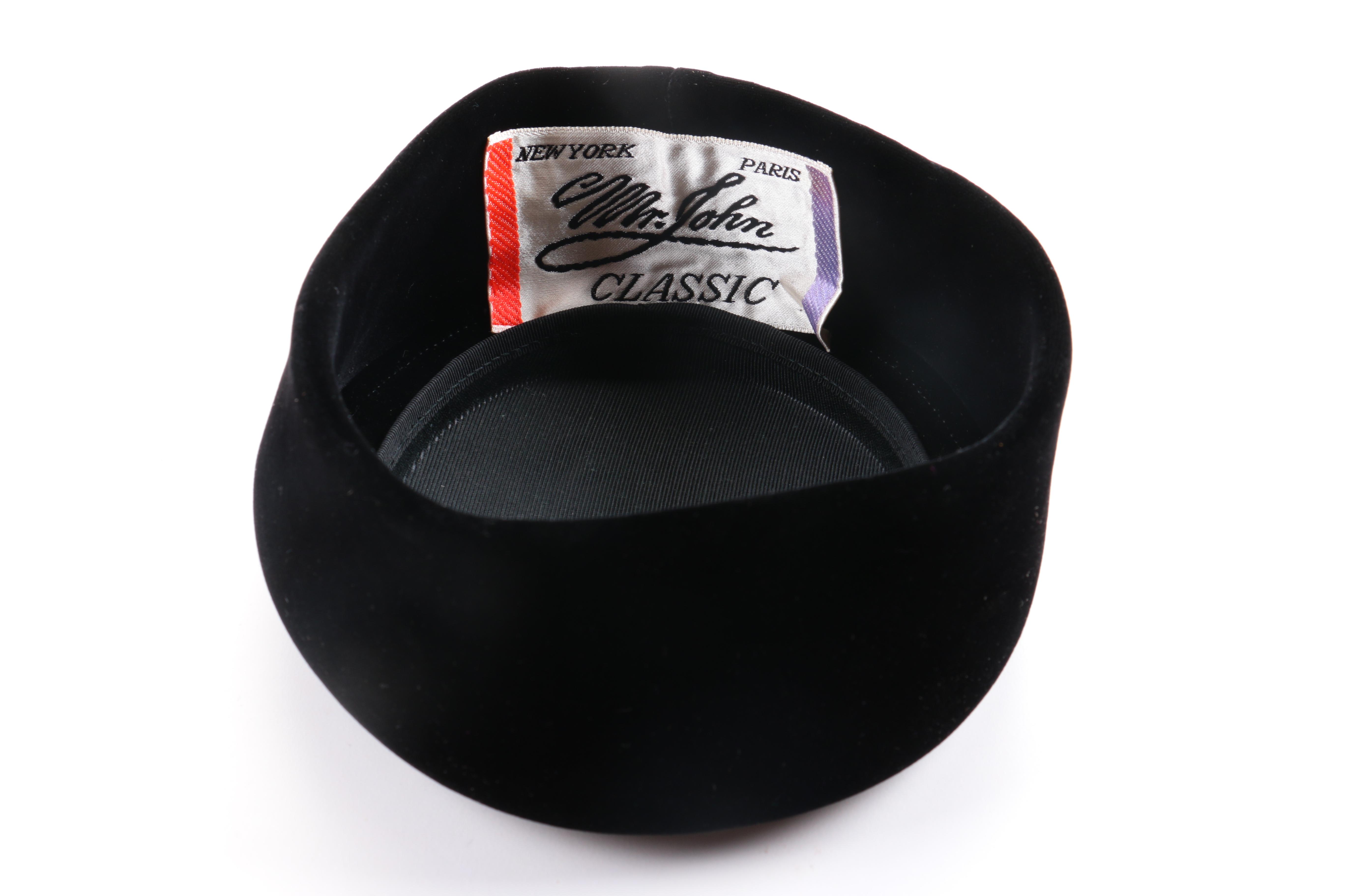 Vintage Black Pillbox Hat by Mr. John