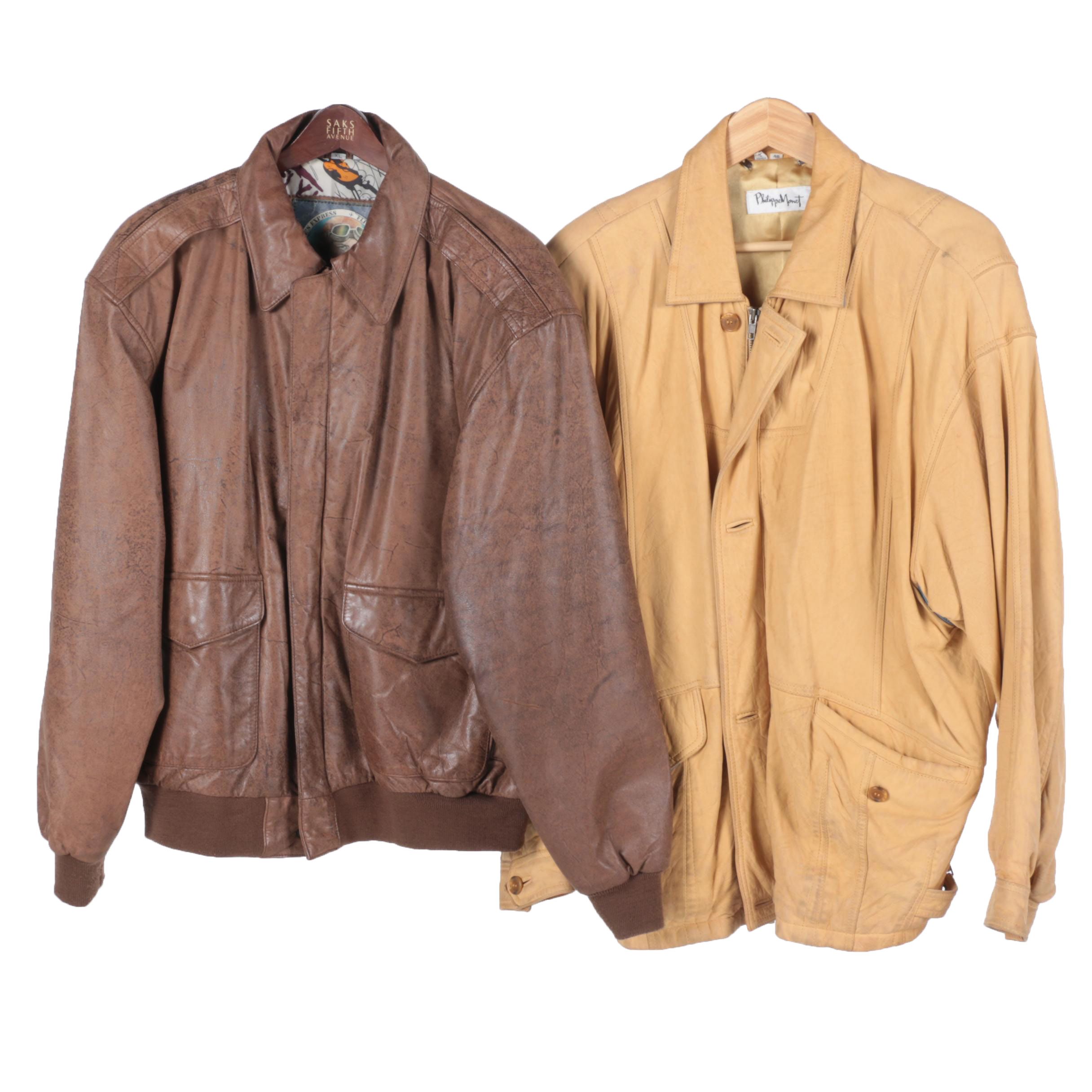 Durkee's Express Leather Flight Jacket and Philippe Monet Leather Jacket