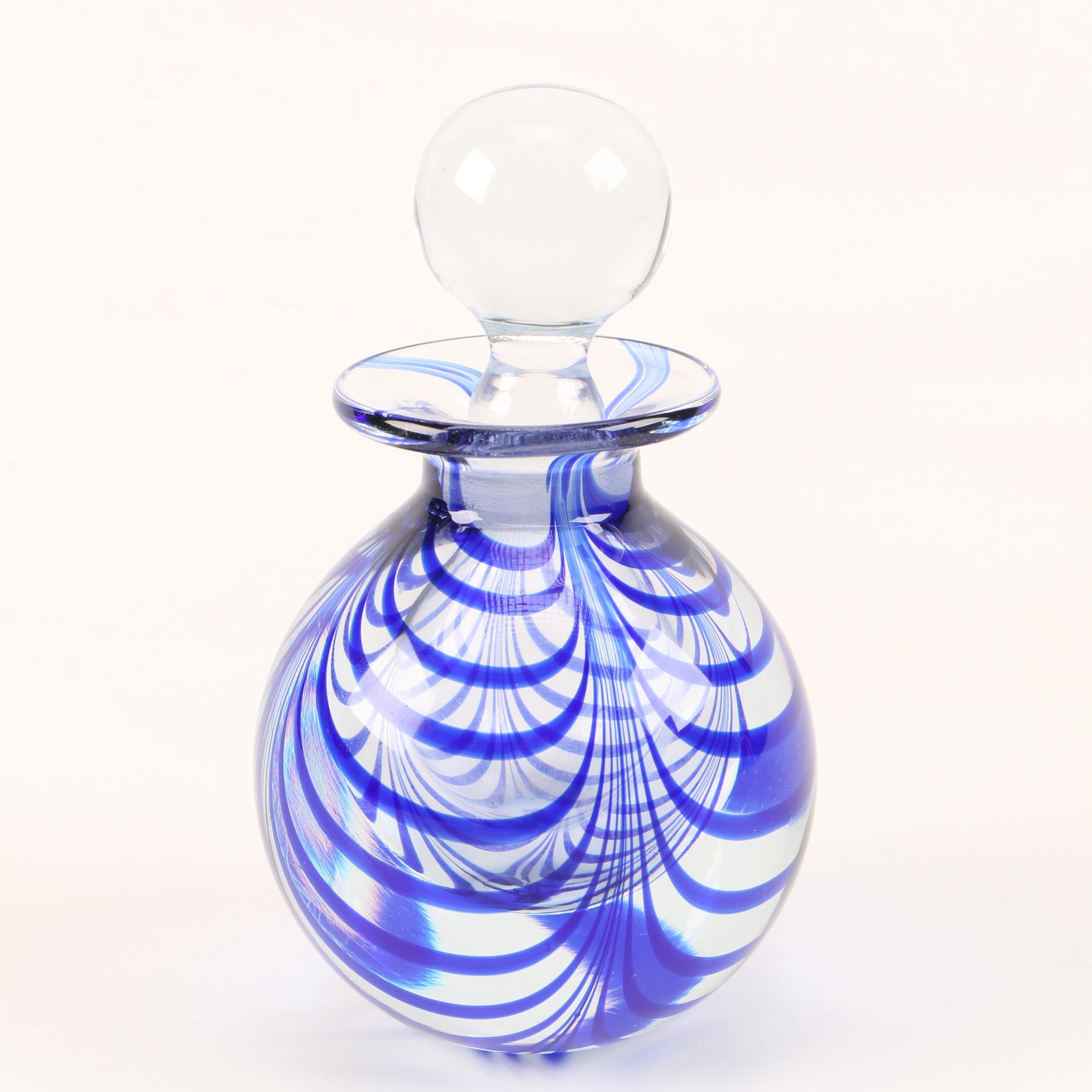 Metropolitan Museum of Art Cobalt Blue Swirl Blown Glass Perfume Bottle