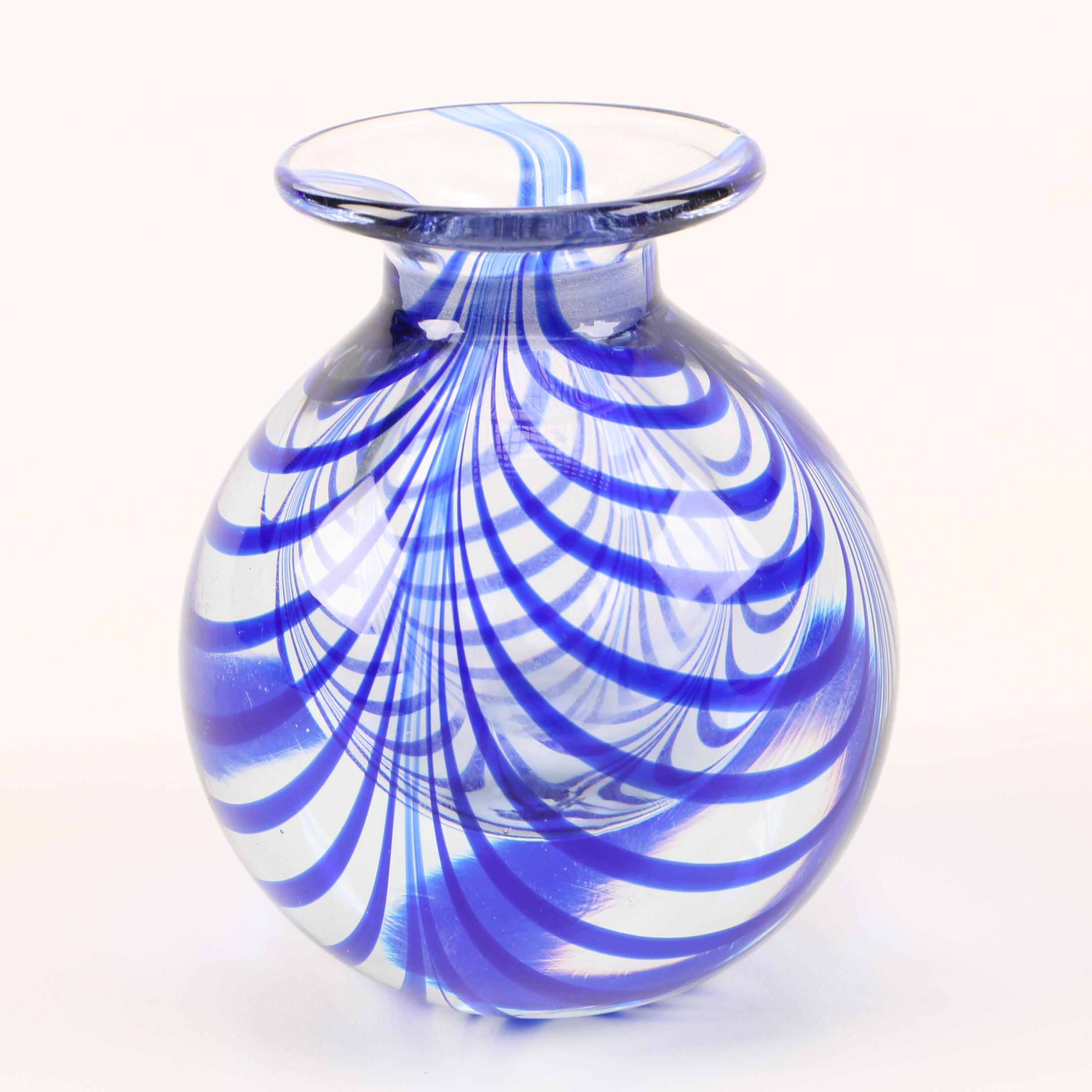 Metropolitan Museum of Art Cobalt Blue Swirl Blown Glass Perfume Bottle