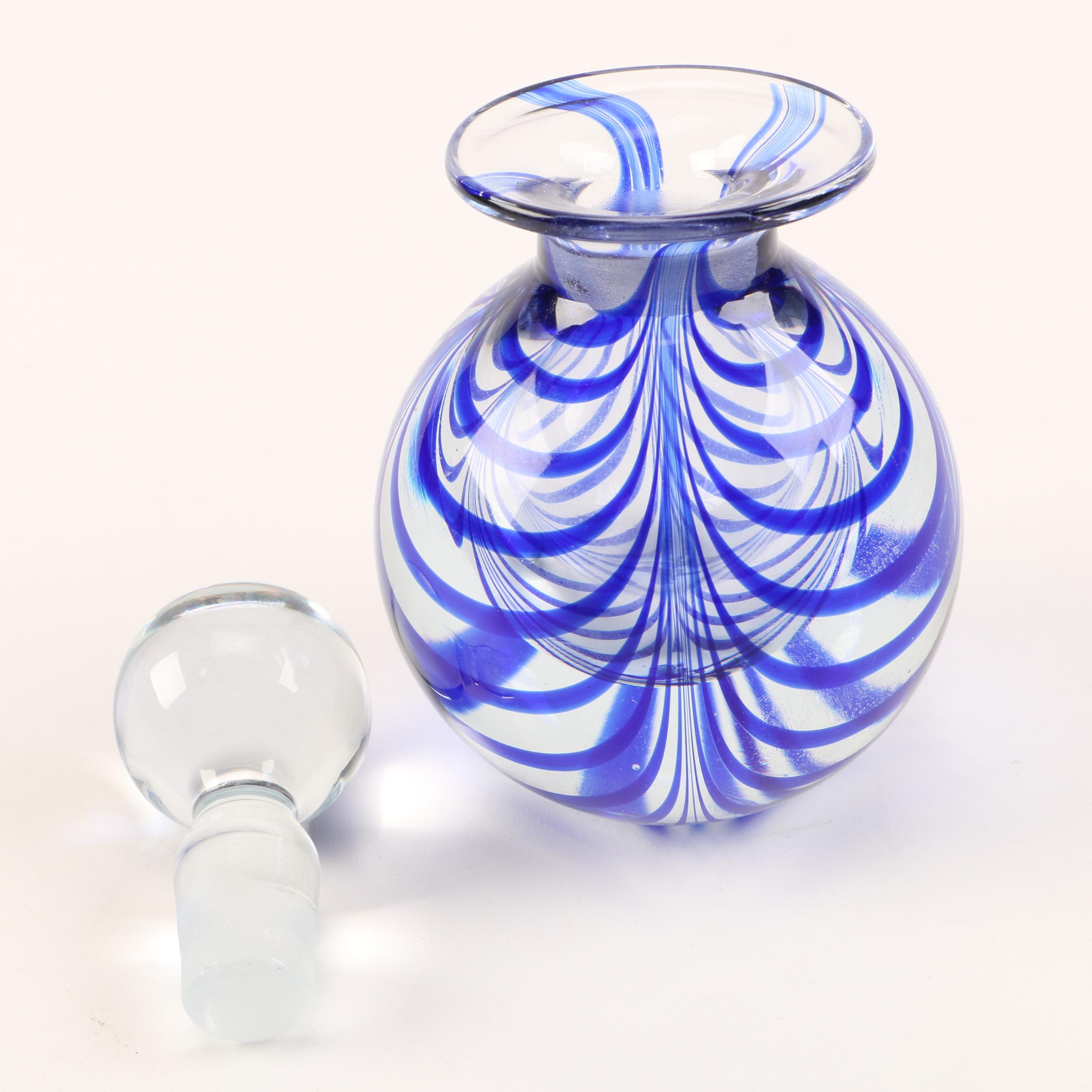 Metropolitan Museum of Art Cobalt Blue Swirl Blown Glass Perfume Bottle