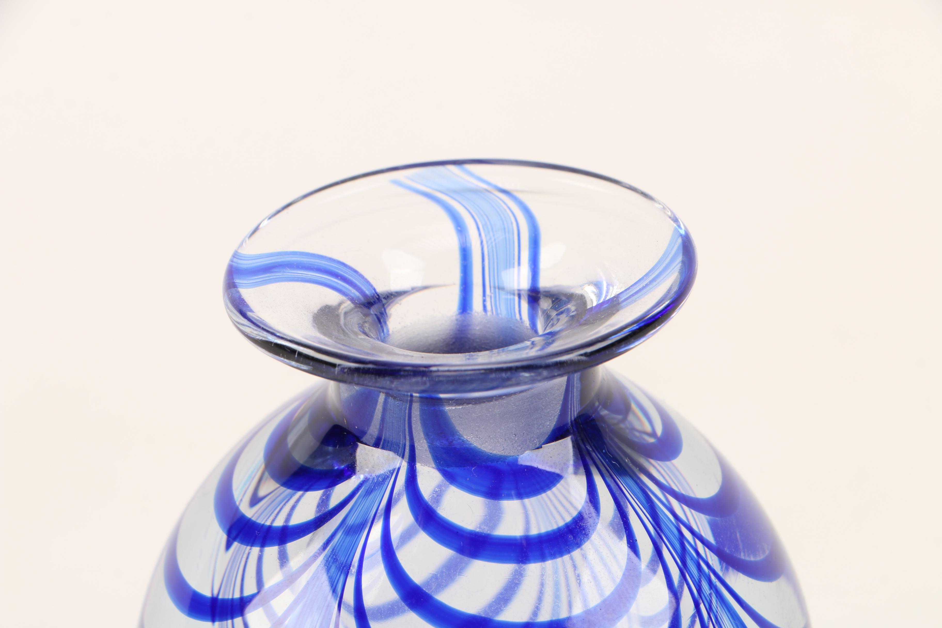 Metropolitan Museum of Art Cobalt Blue Swirl Blown Glass Perfume Bottle