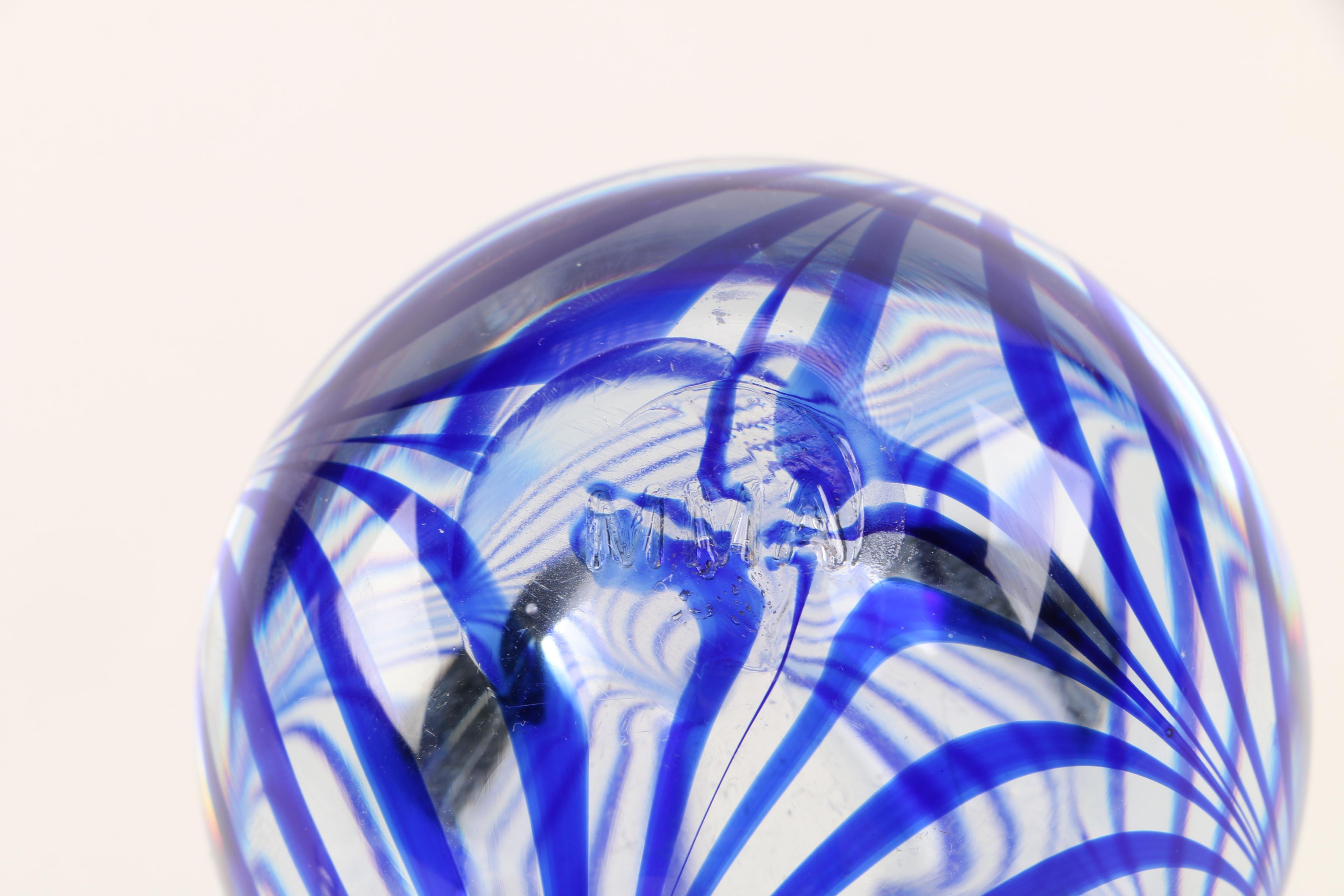 Metropolitan Museum of Art Cobalt Blue Swirl Blown Glass Perfume Bottle