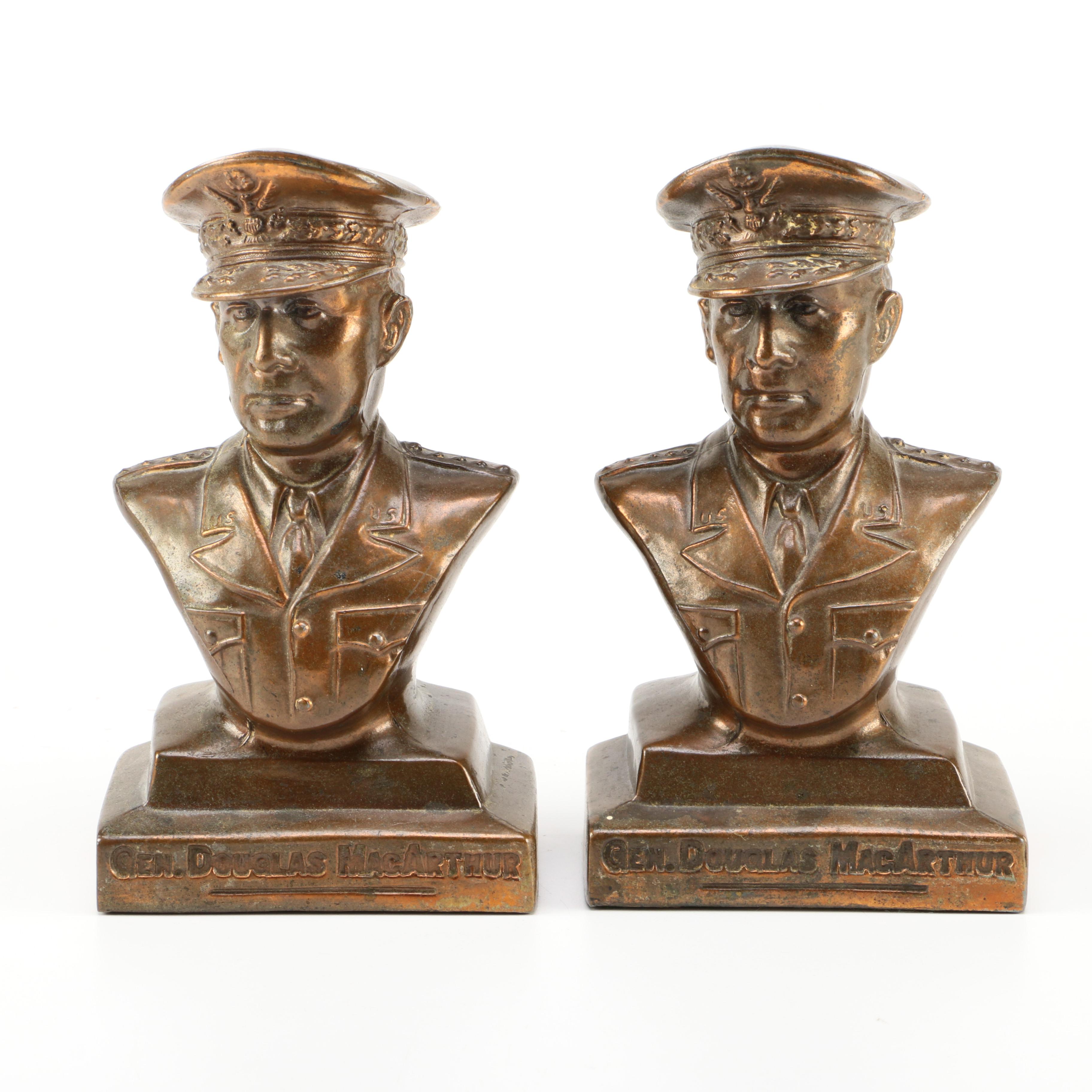 Bronze Tone General Douglas MacArthur Bookends