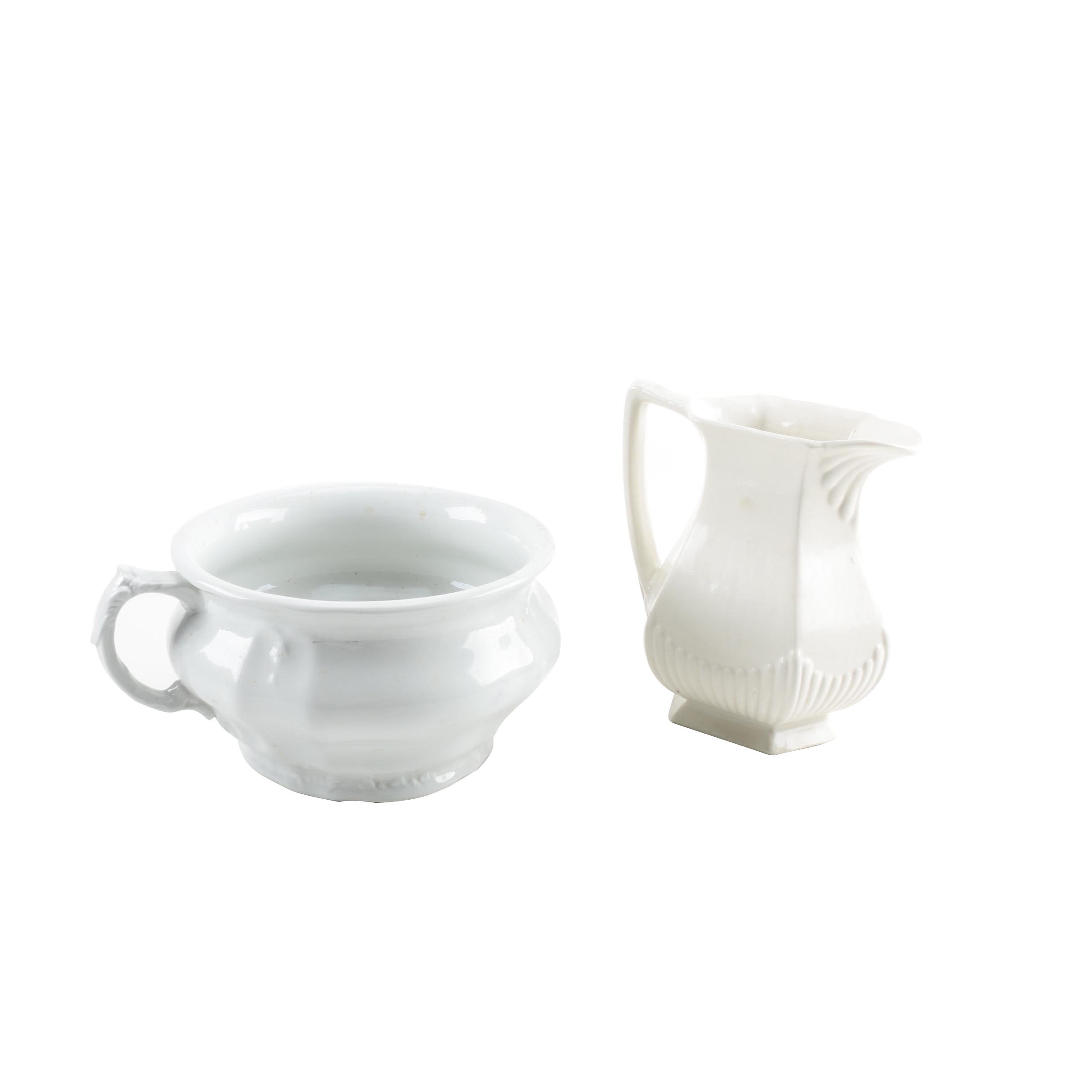 Johnson Bros. Antique Chamber Pot and Adams Ironstone Pitcher