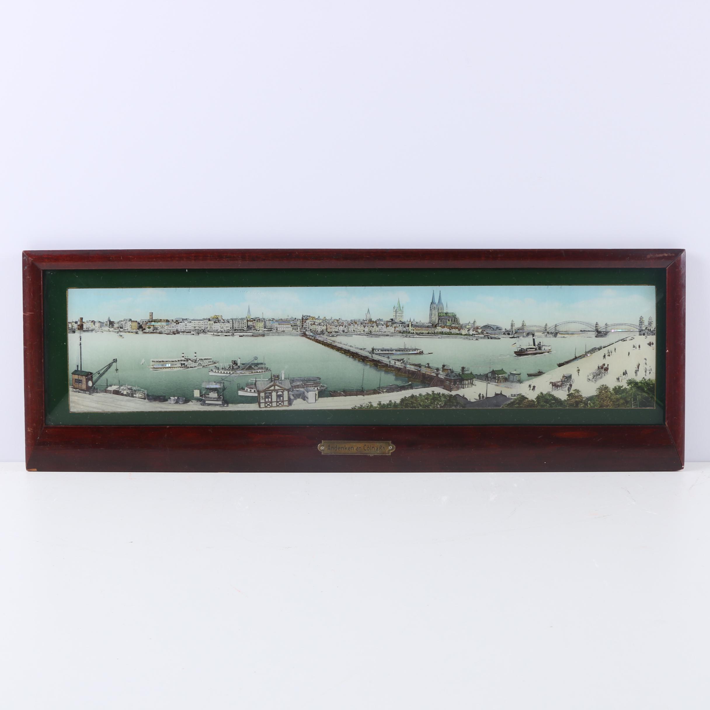 Hand Colored Lithograph With Abalone Embellishments of Cologne Germany