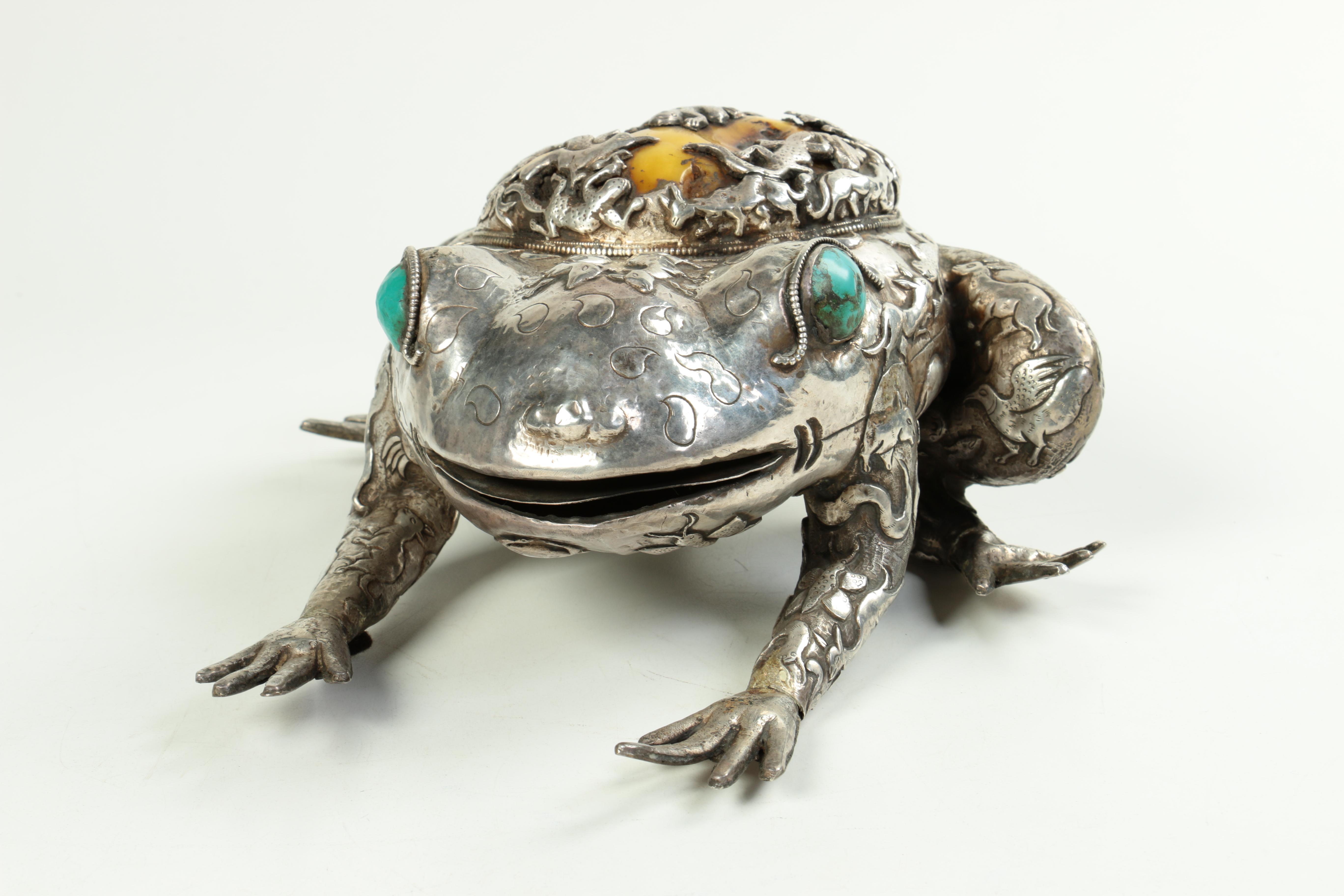 Silver Tone Metal Frog Figurine