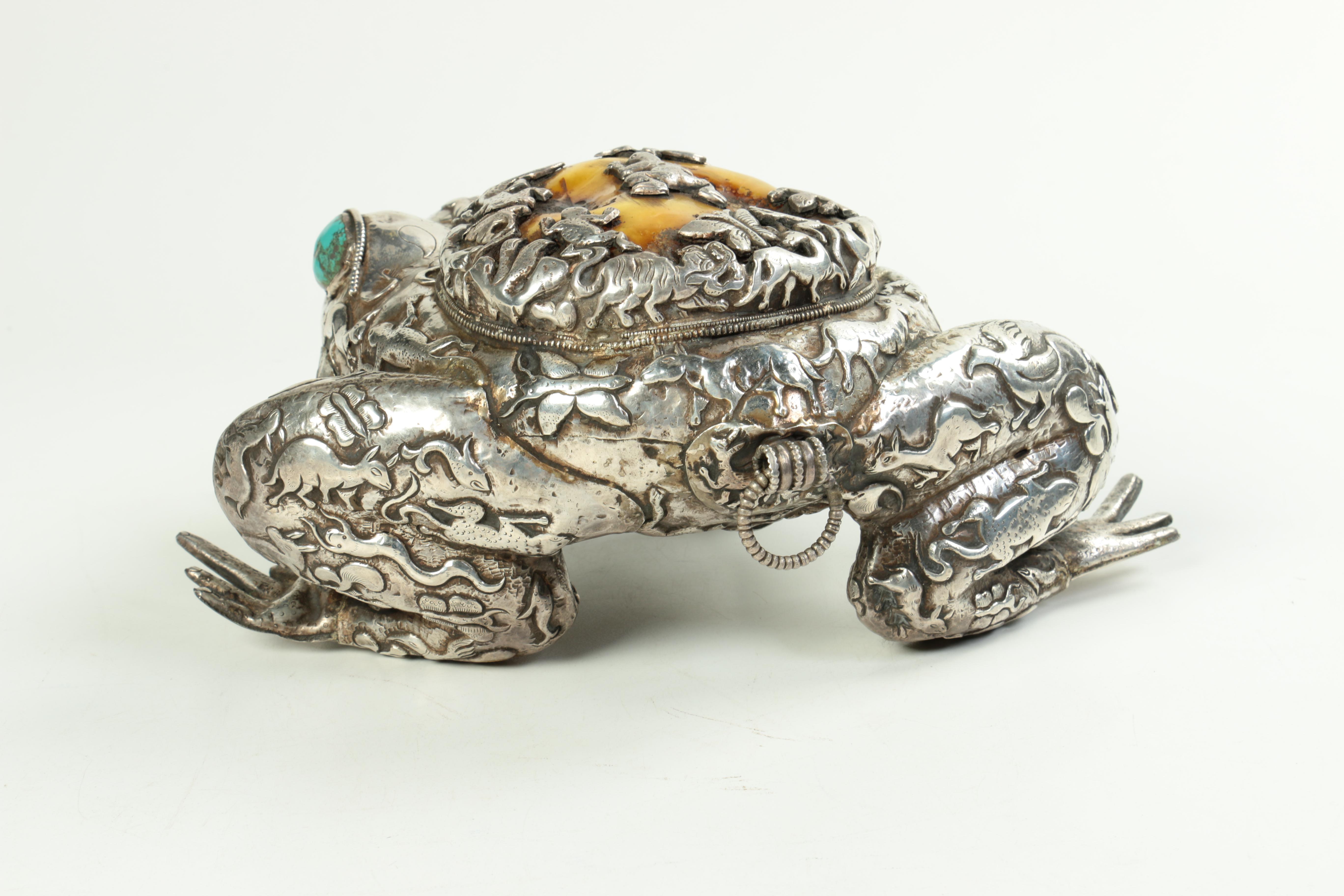 Silver Tone Metal Frog Figurine