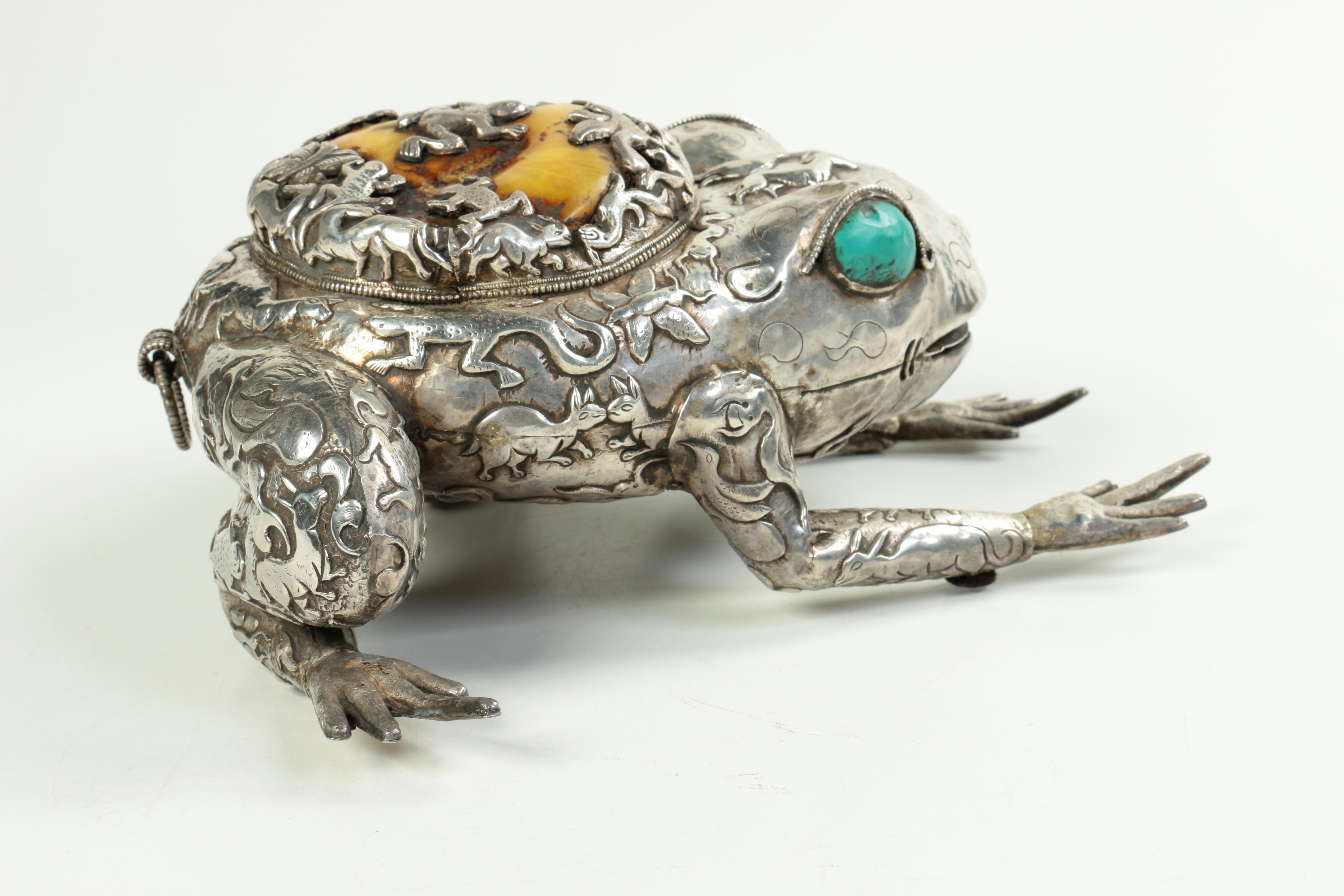 Silver Tone Metal Frog Figurine