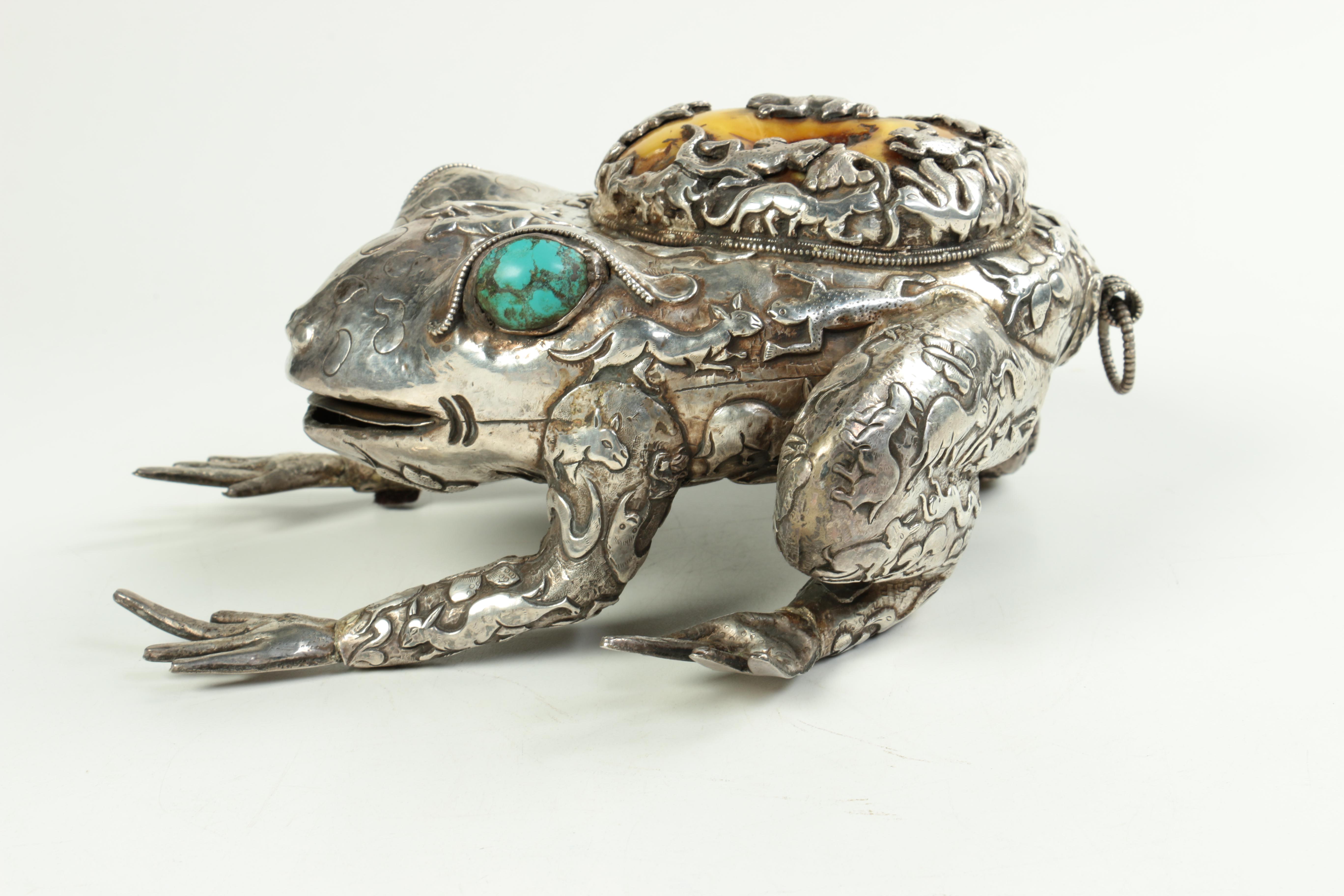 Silver Tone Metal Frog Figurine