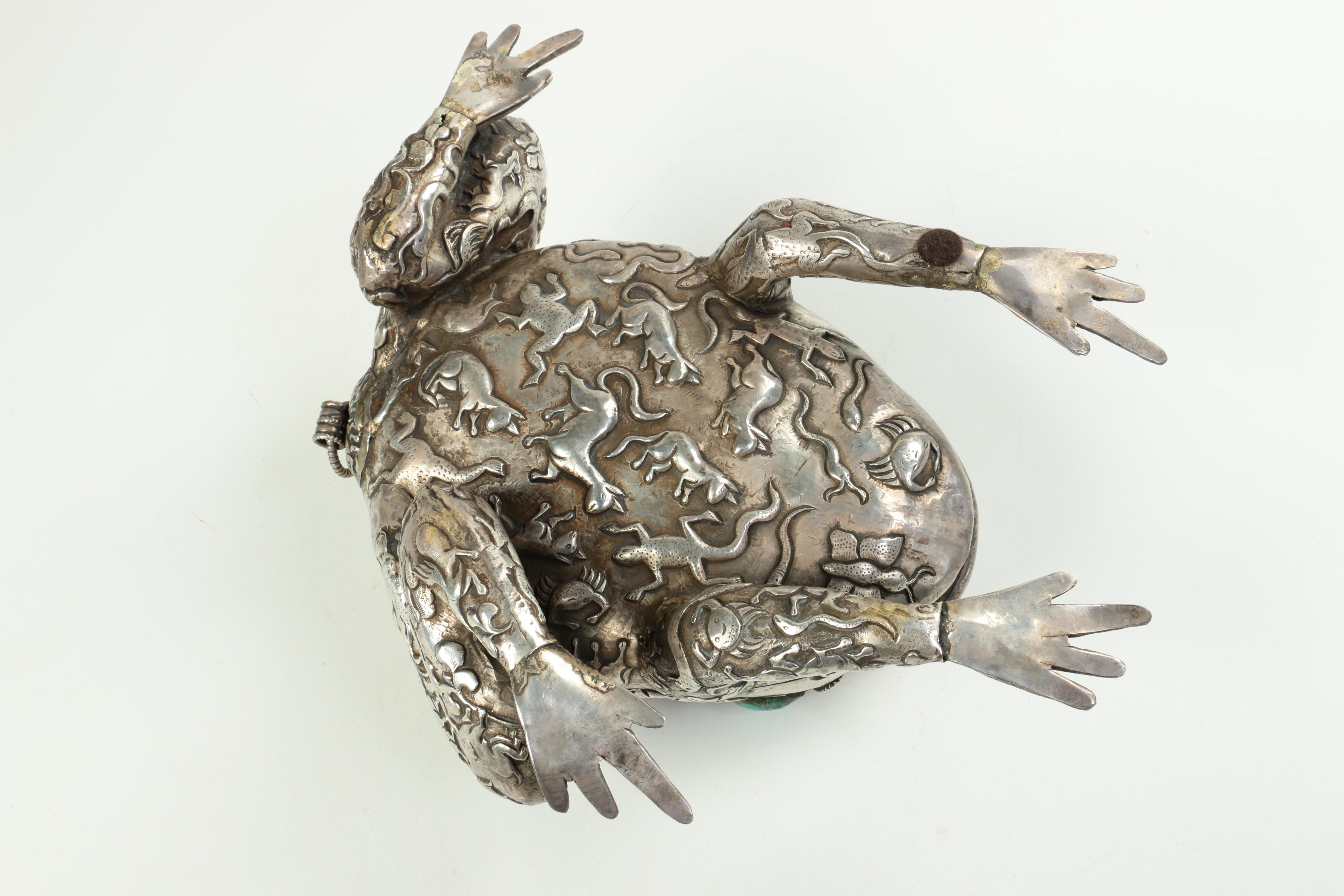 Silver Tone Metal Frog Figurine