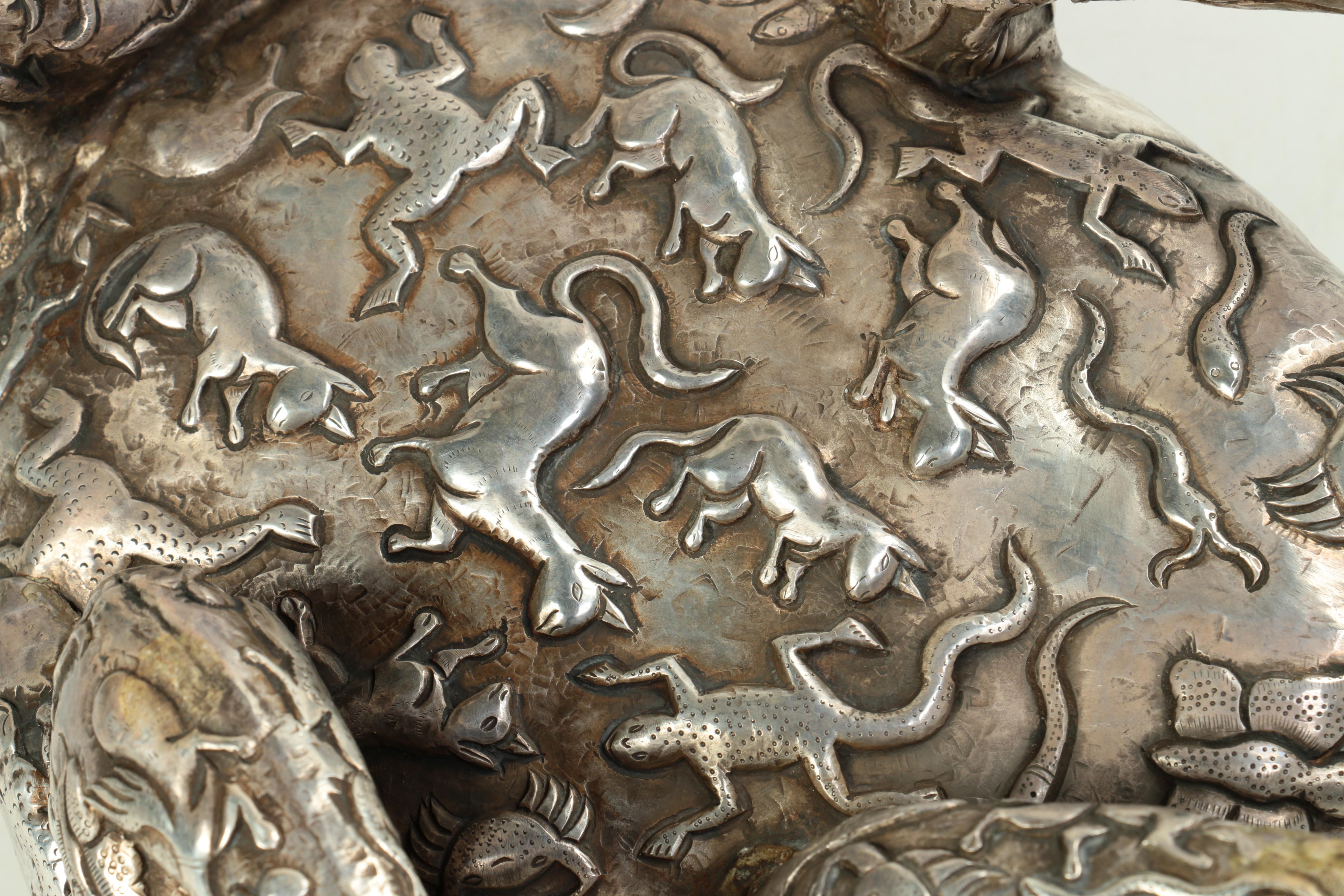 Silver Tone Metal Frog Figurine