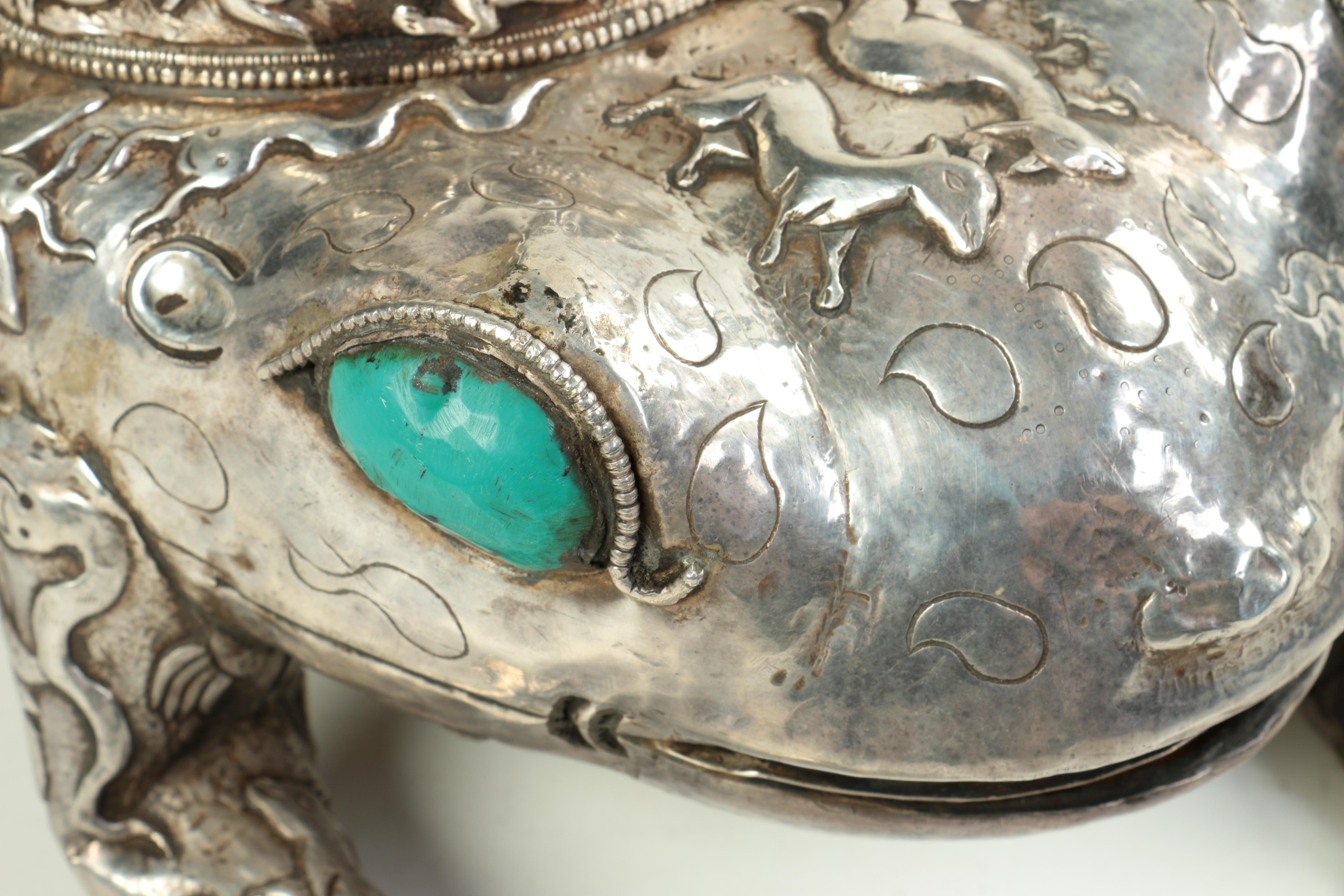 Silver Tone Metal Frog Figurine