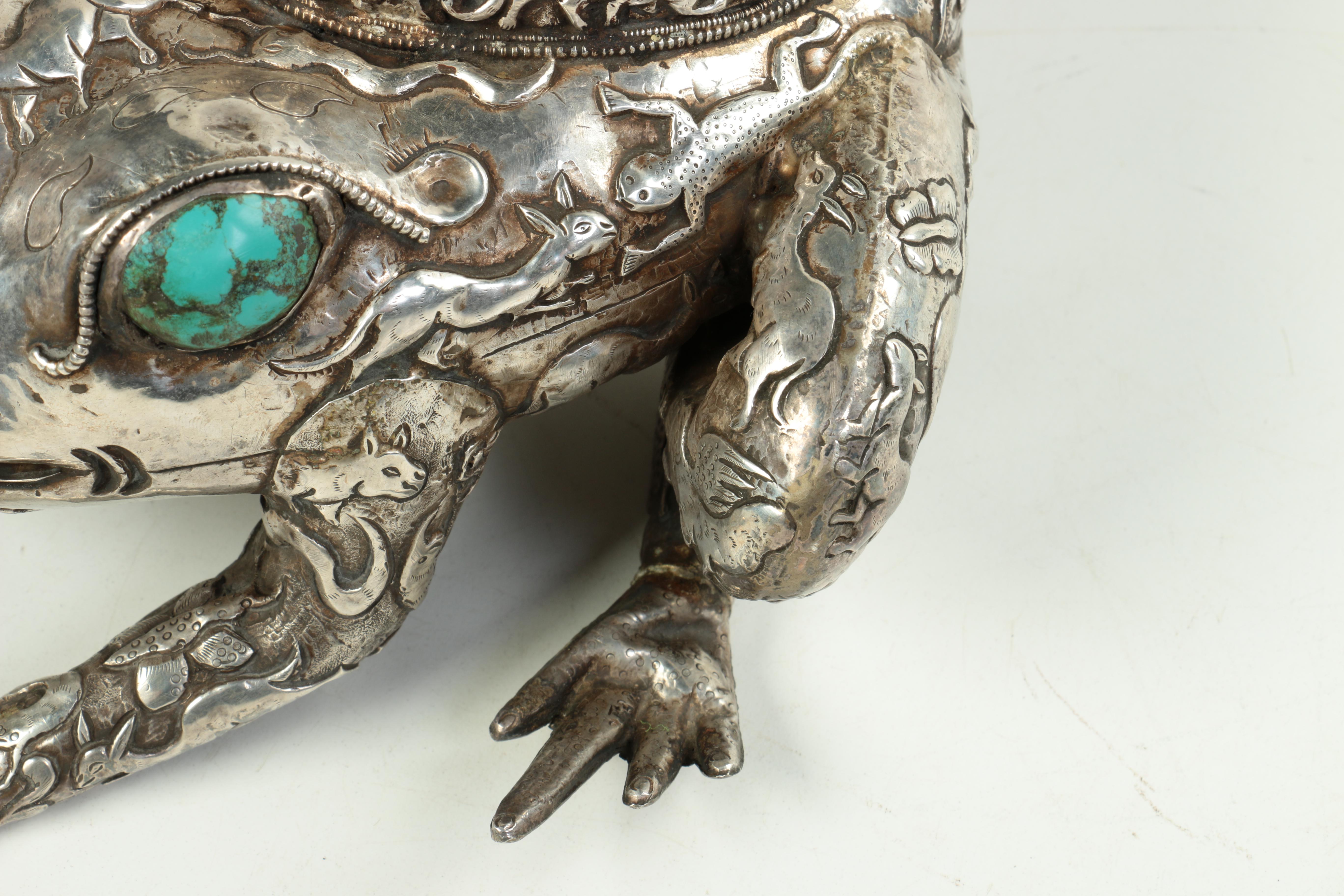 Silver Tone Metal Frog Figurine