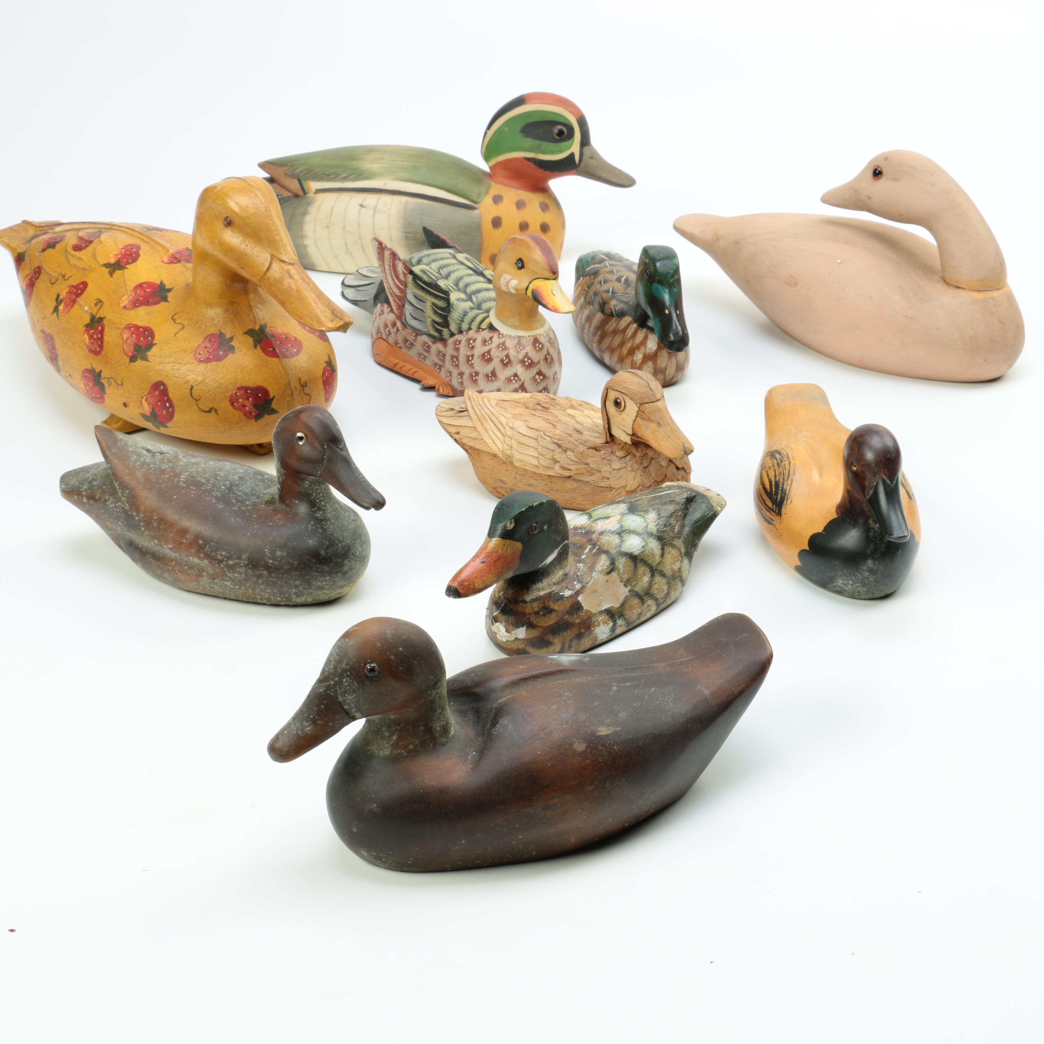 Handmade Wood, Plastic and Ceramic Duck Decoys