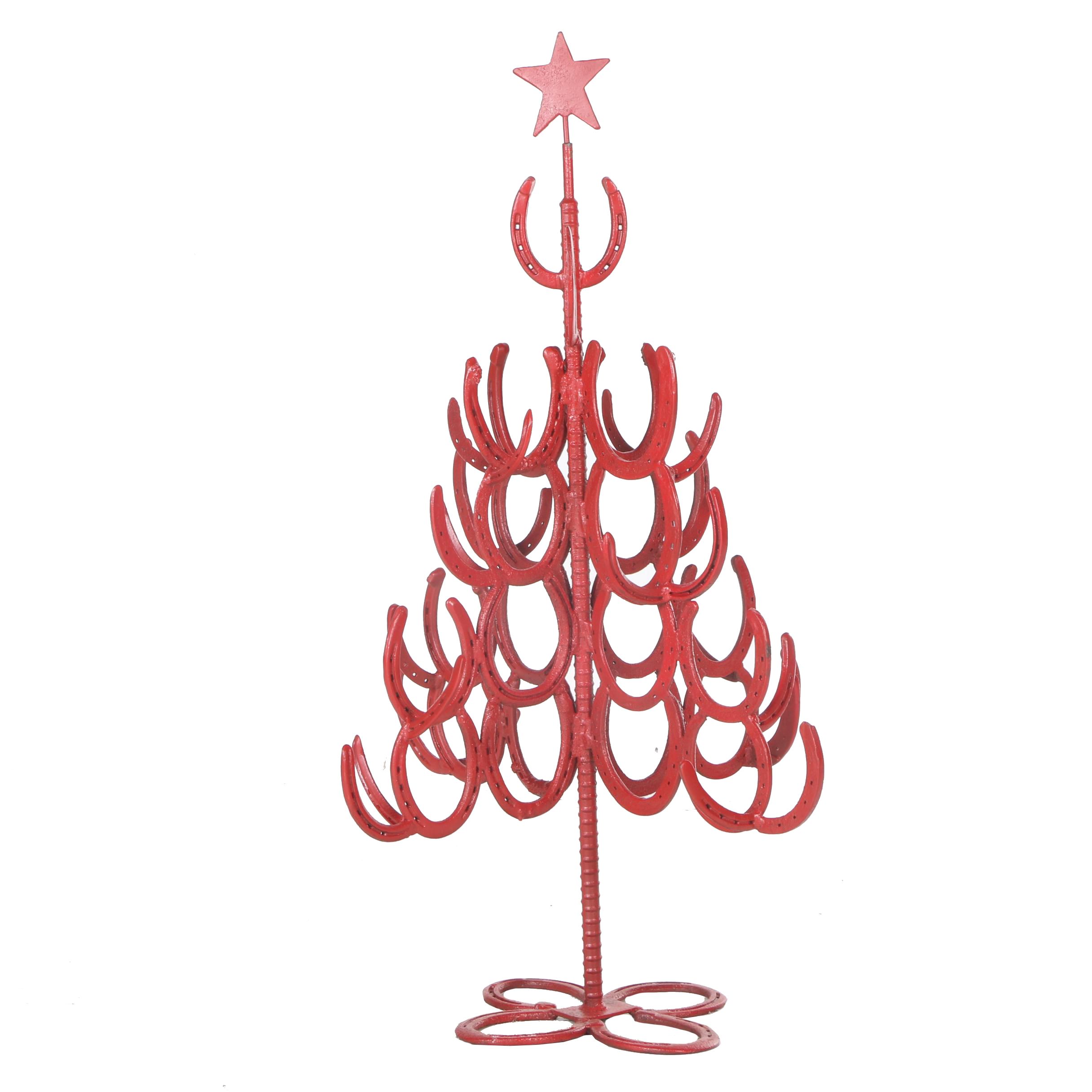Red Metal Horse Shoe Christmas Tree