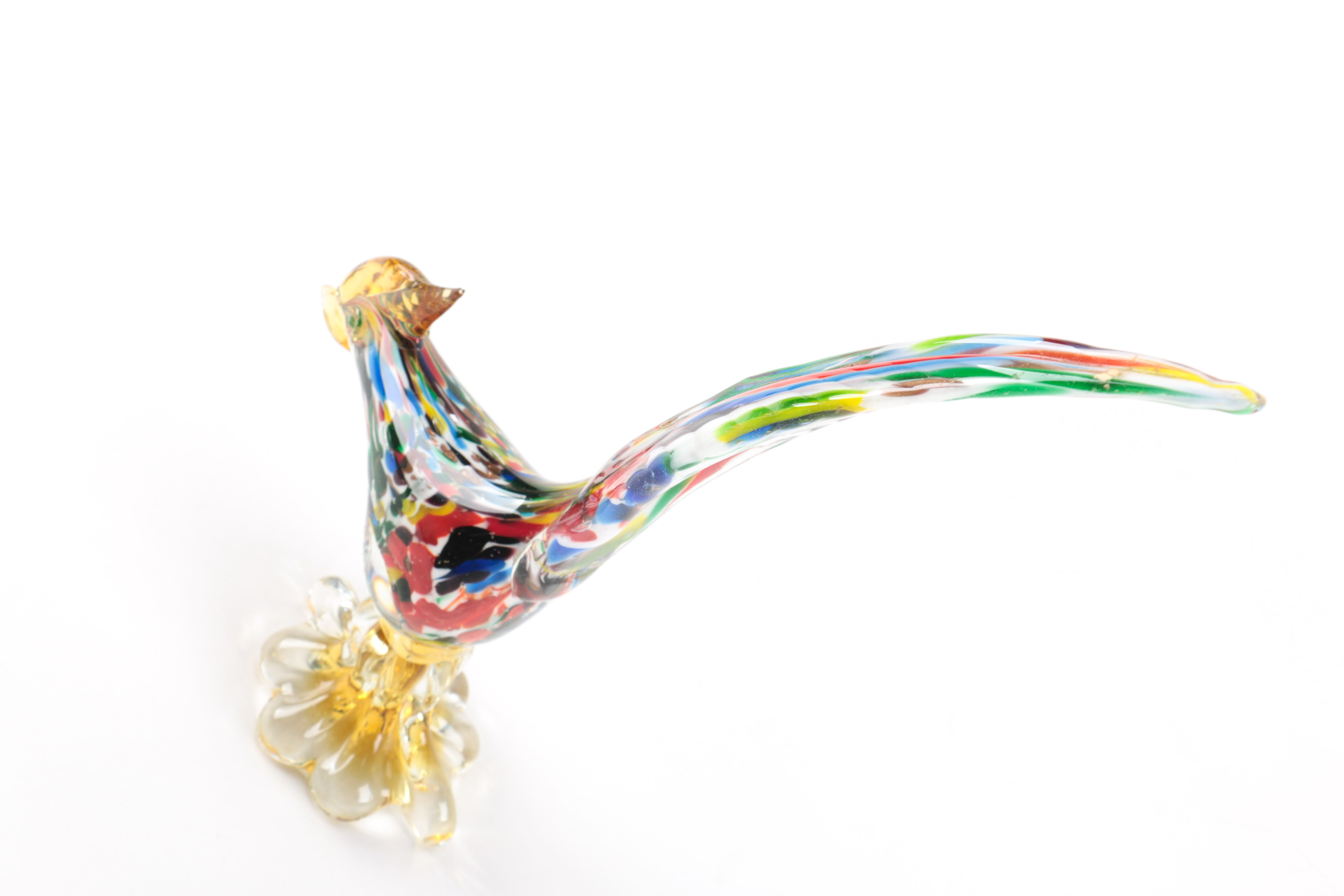 Murano Style Art Glass Rooster Figurines