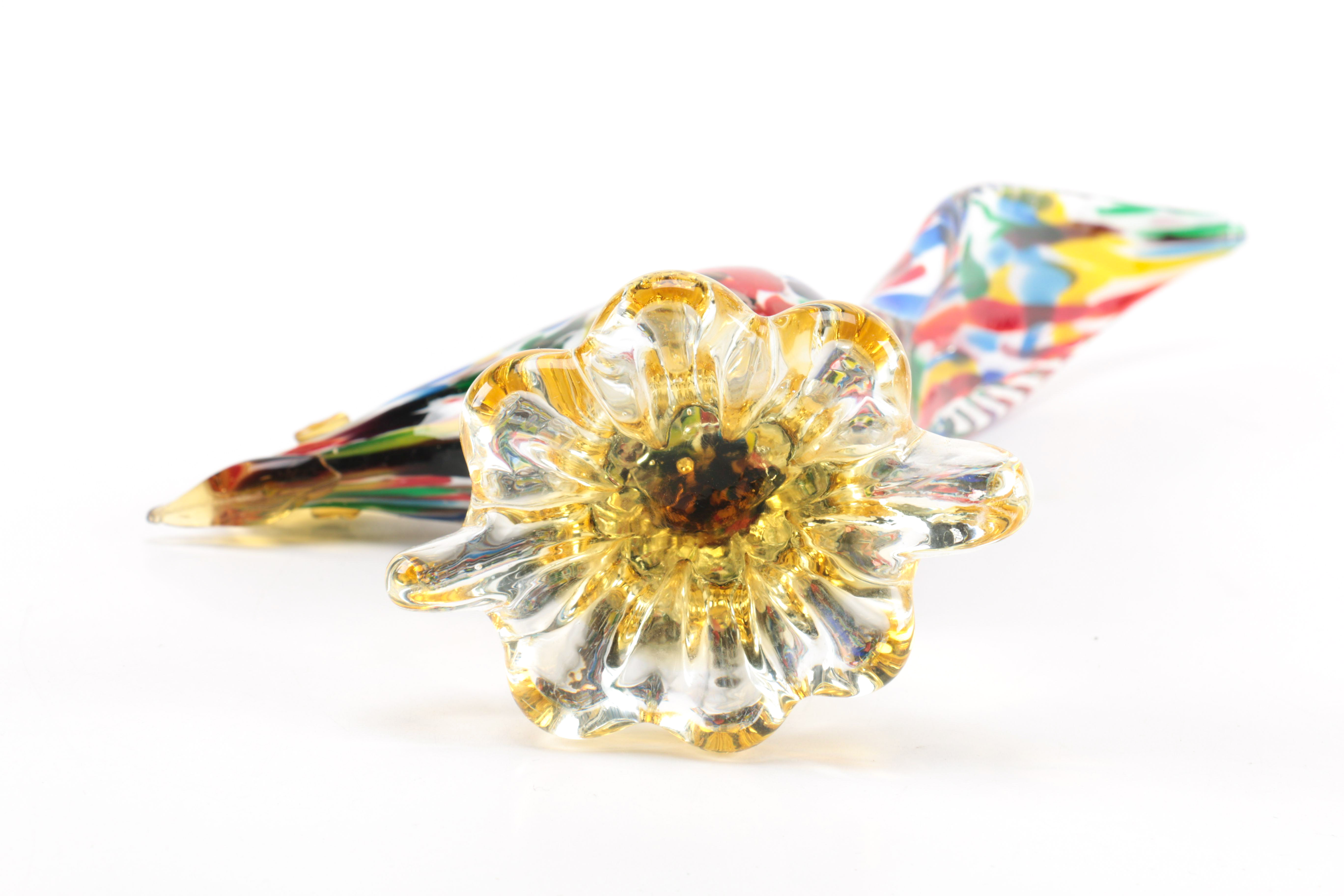 Murano Style Art Glass Rooster Figurines