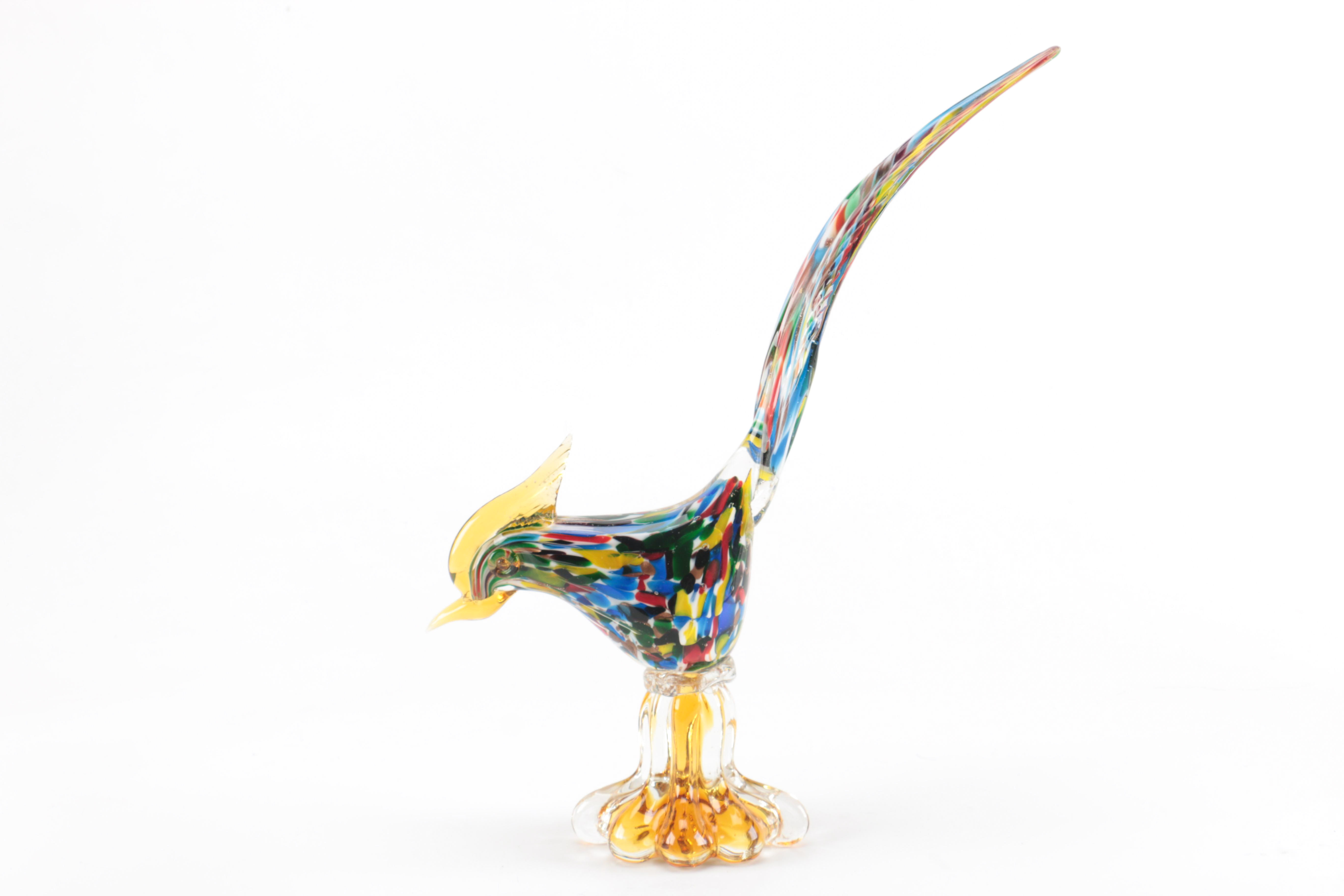 Murano Style Art Glass Rooster Figurines