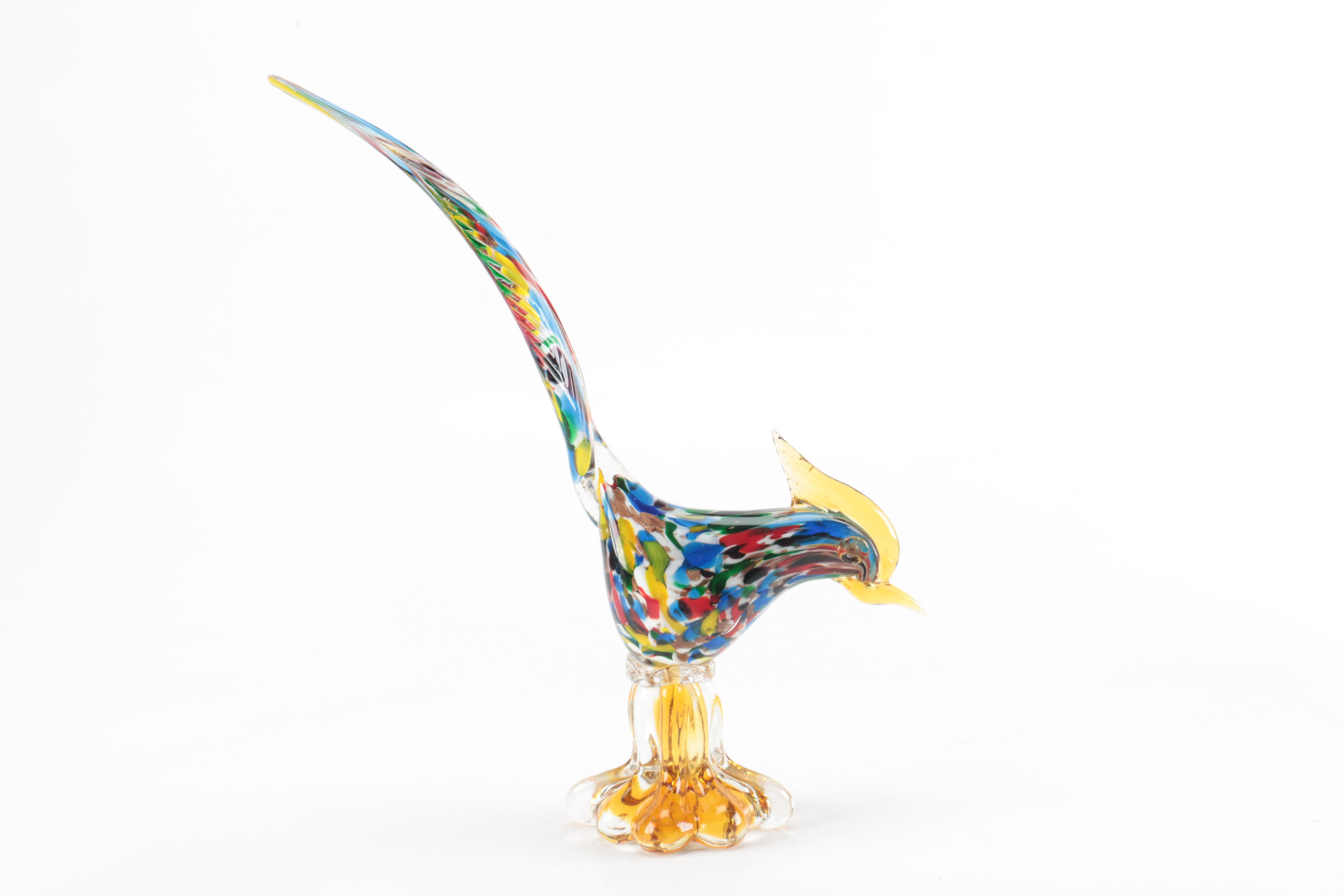 Murano Style Art Glass Rooster Figurines