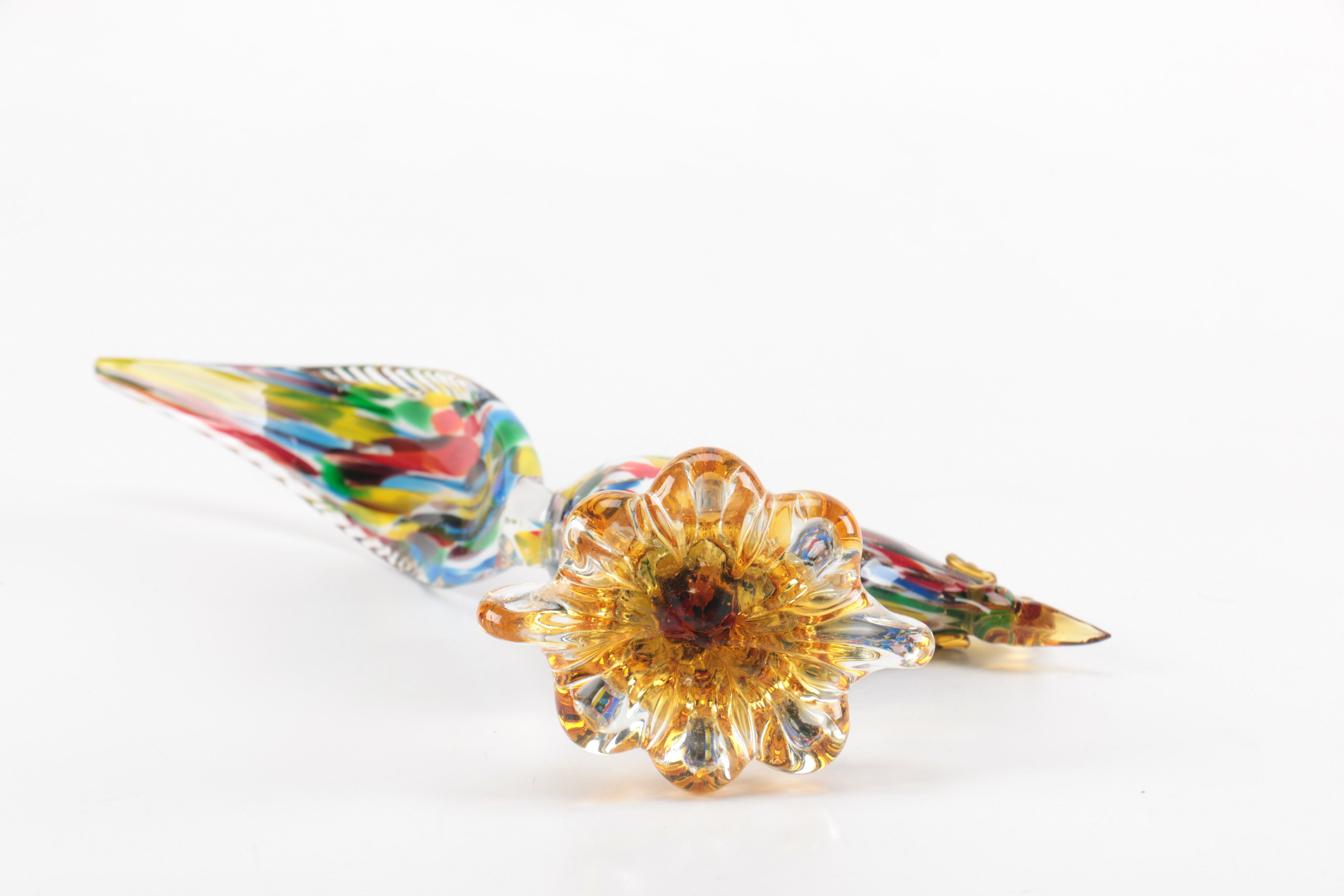 Murano Style Art Glass Rooster Figurines
