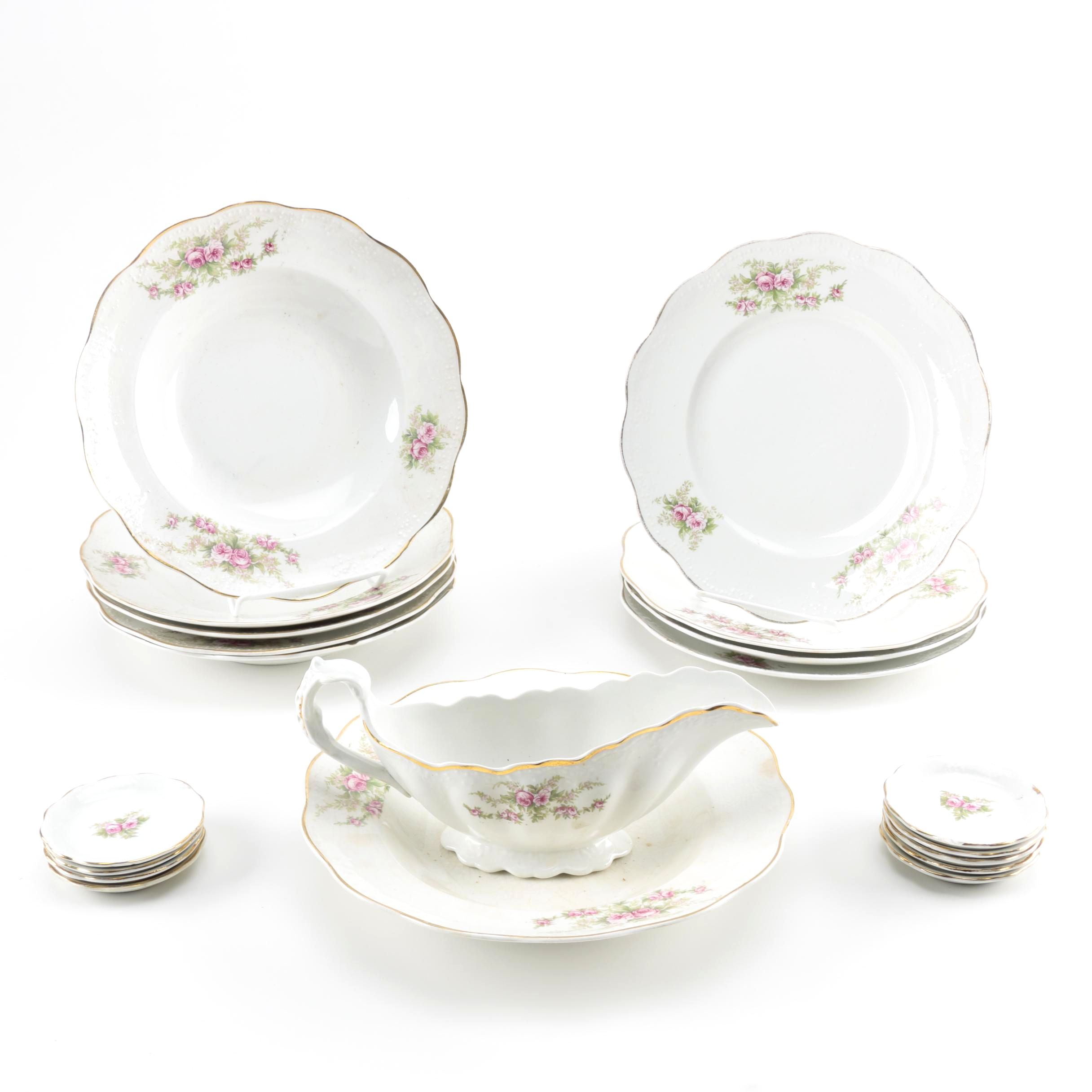 Dresden Pottery Co Floral Decorated Tableware, Circa 1892-1925