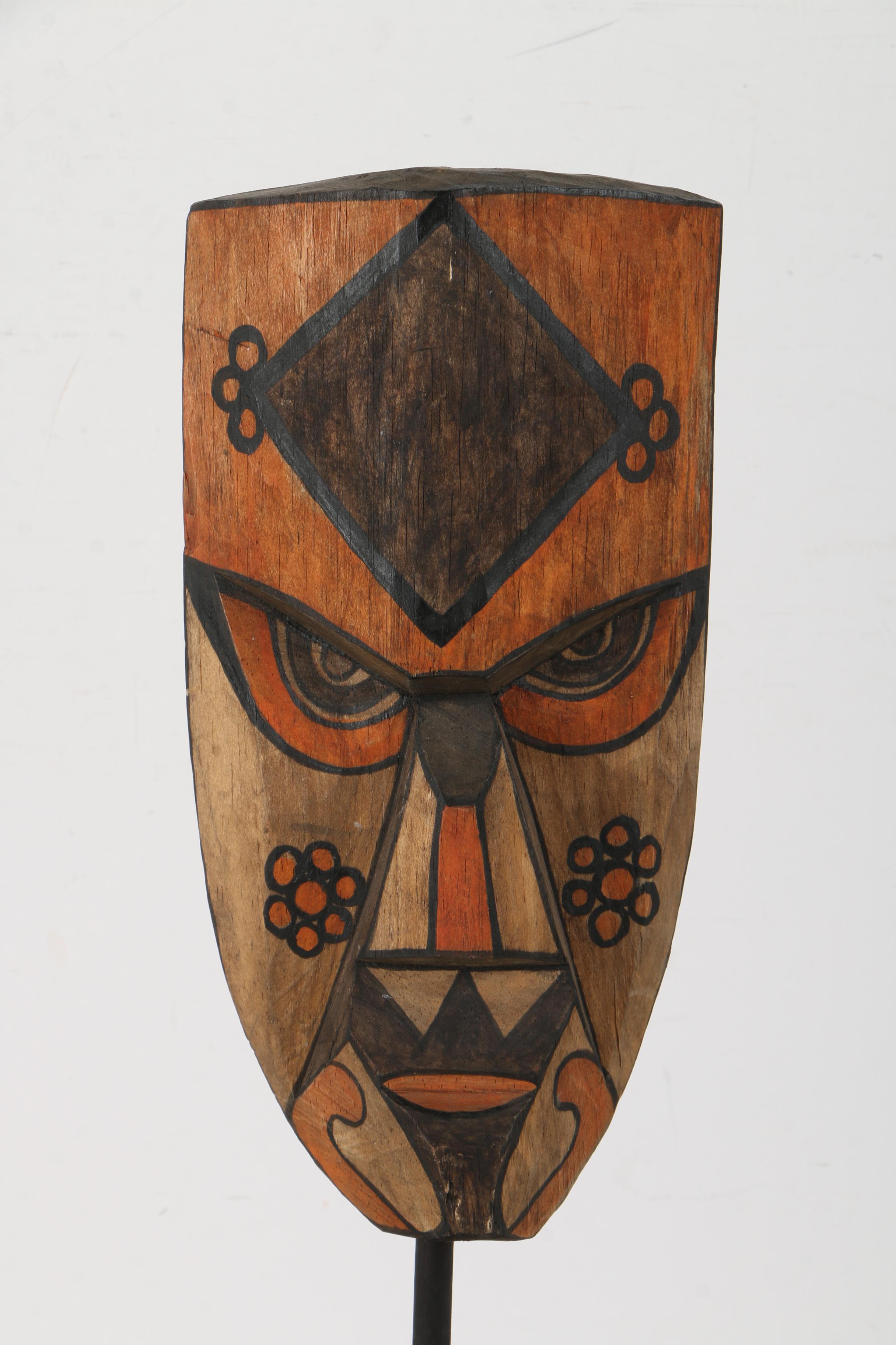 Fijian-Inspired Carved Wooden Mask
