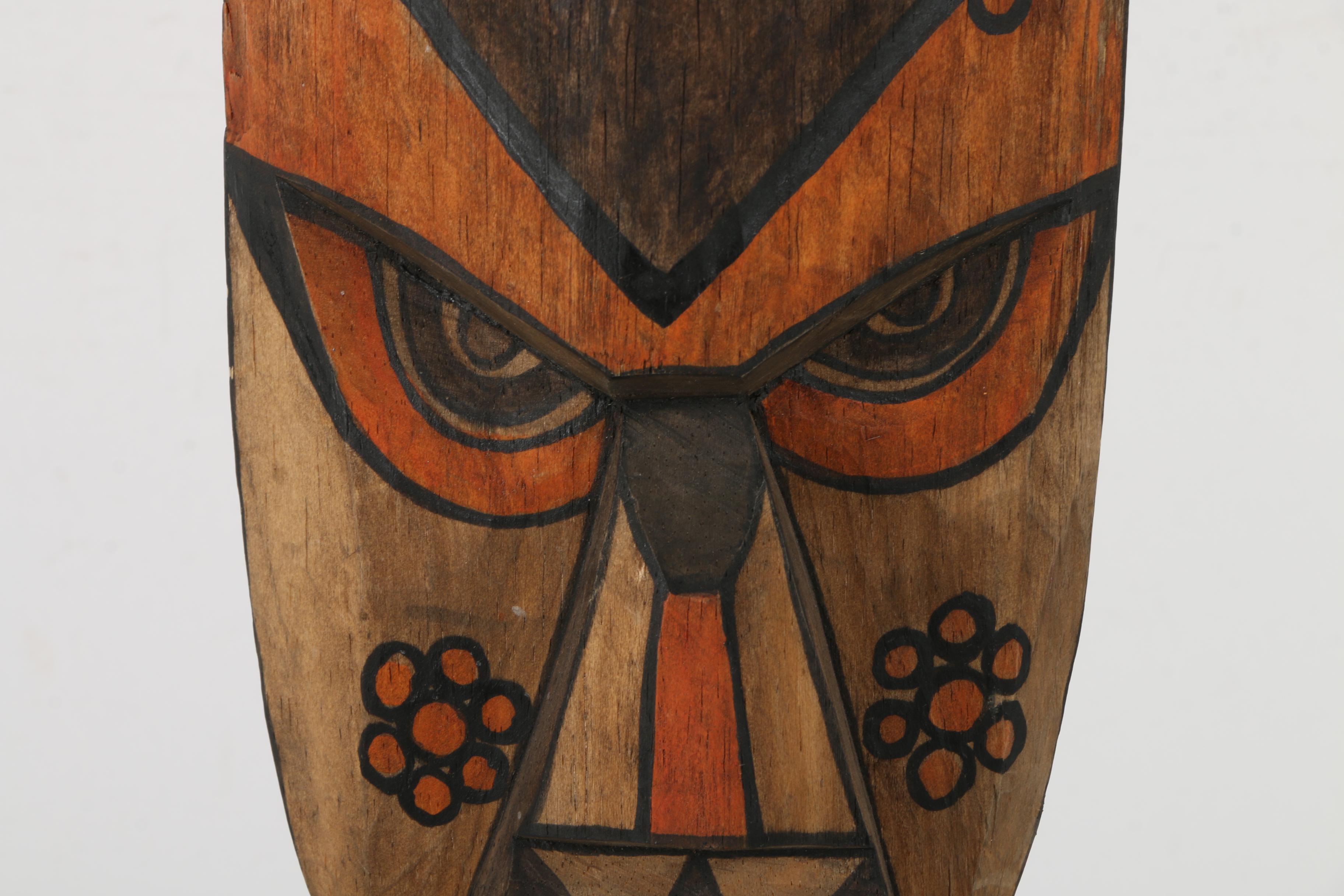 Fijian-Inspired Carved Wooden Mask