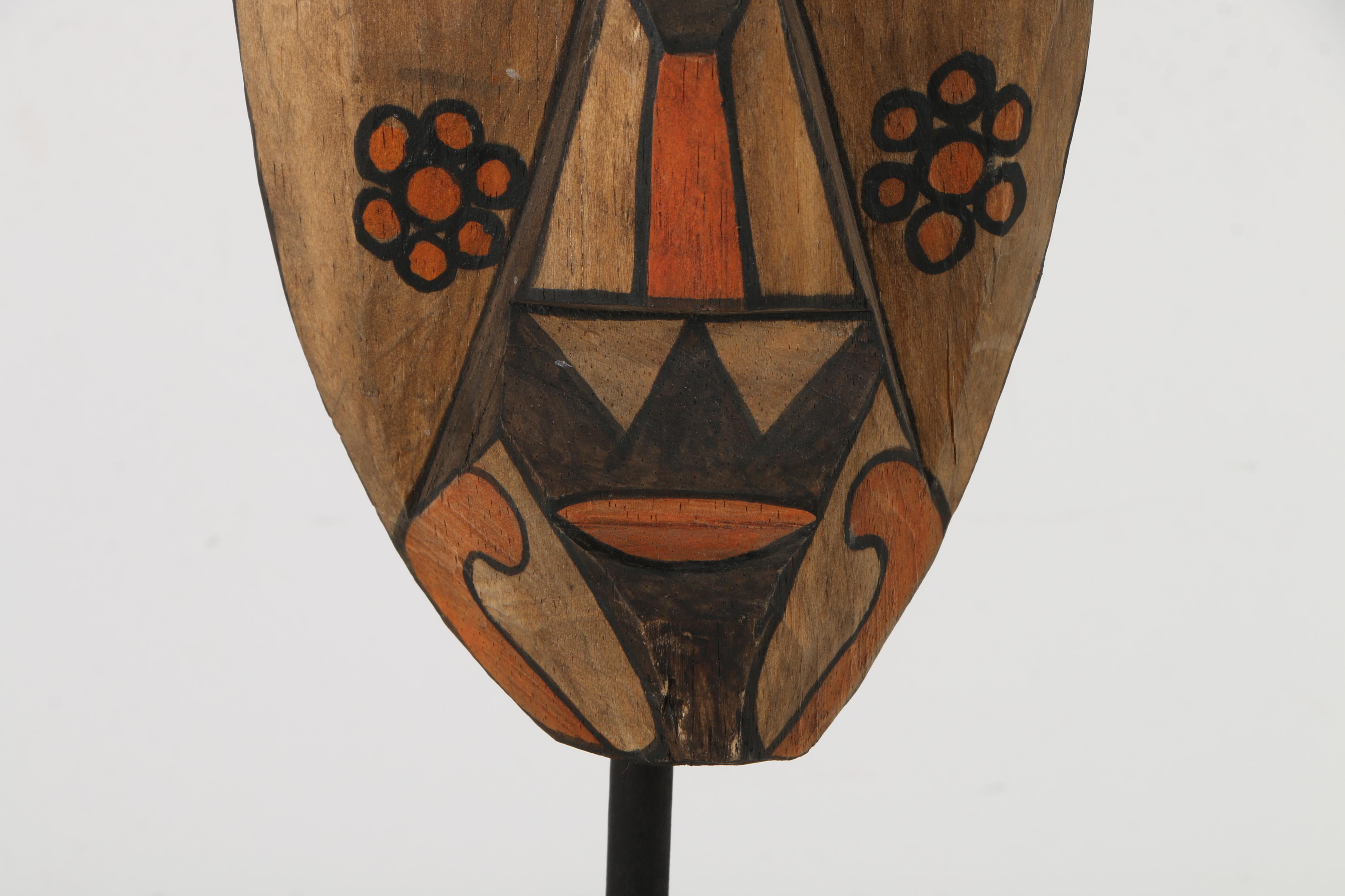 Fijian-Inspired Carved Wooden Mask