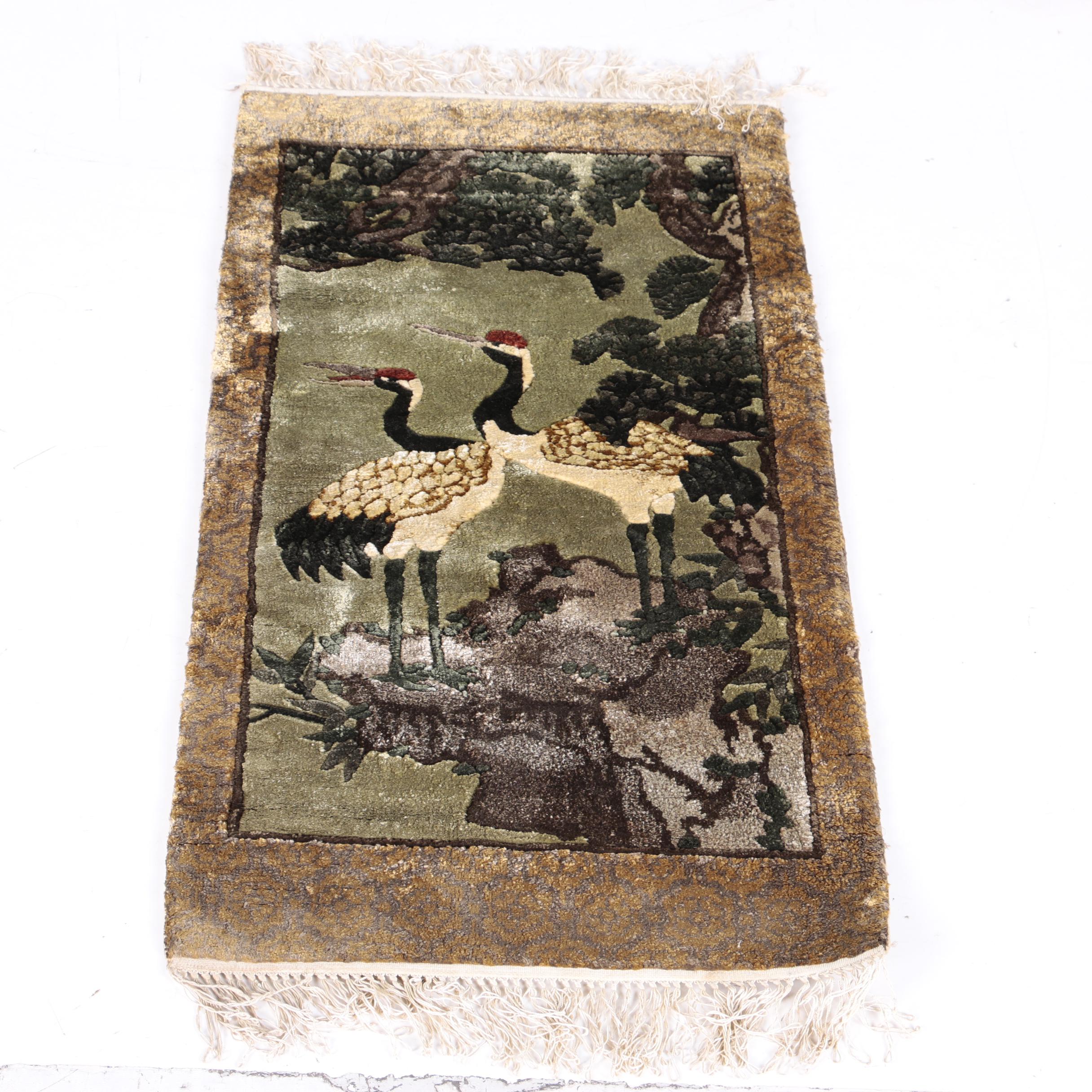 Hand-Knotted Carved Chinese Accent Rugs