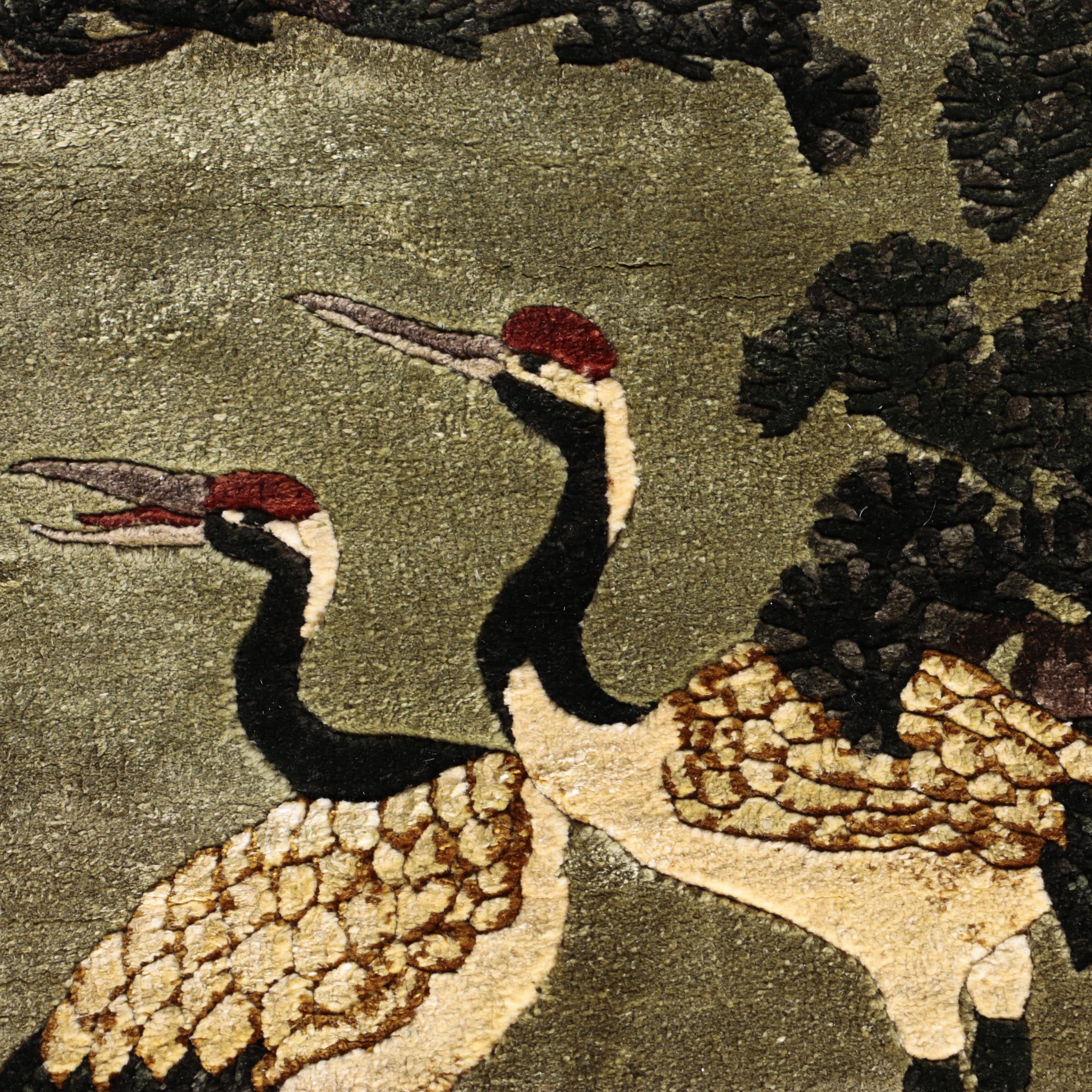 Hand-Knotted Carved Chinese Accent Rugs