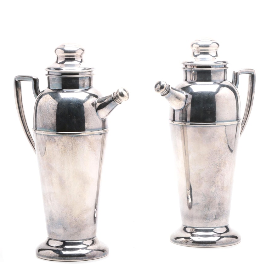 Pair of Art Deco Keystoneware Silver Plate Cocktail Jugs