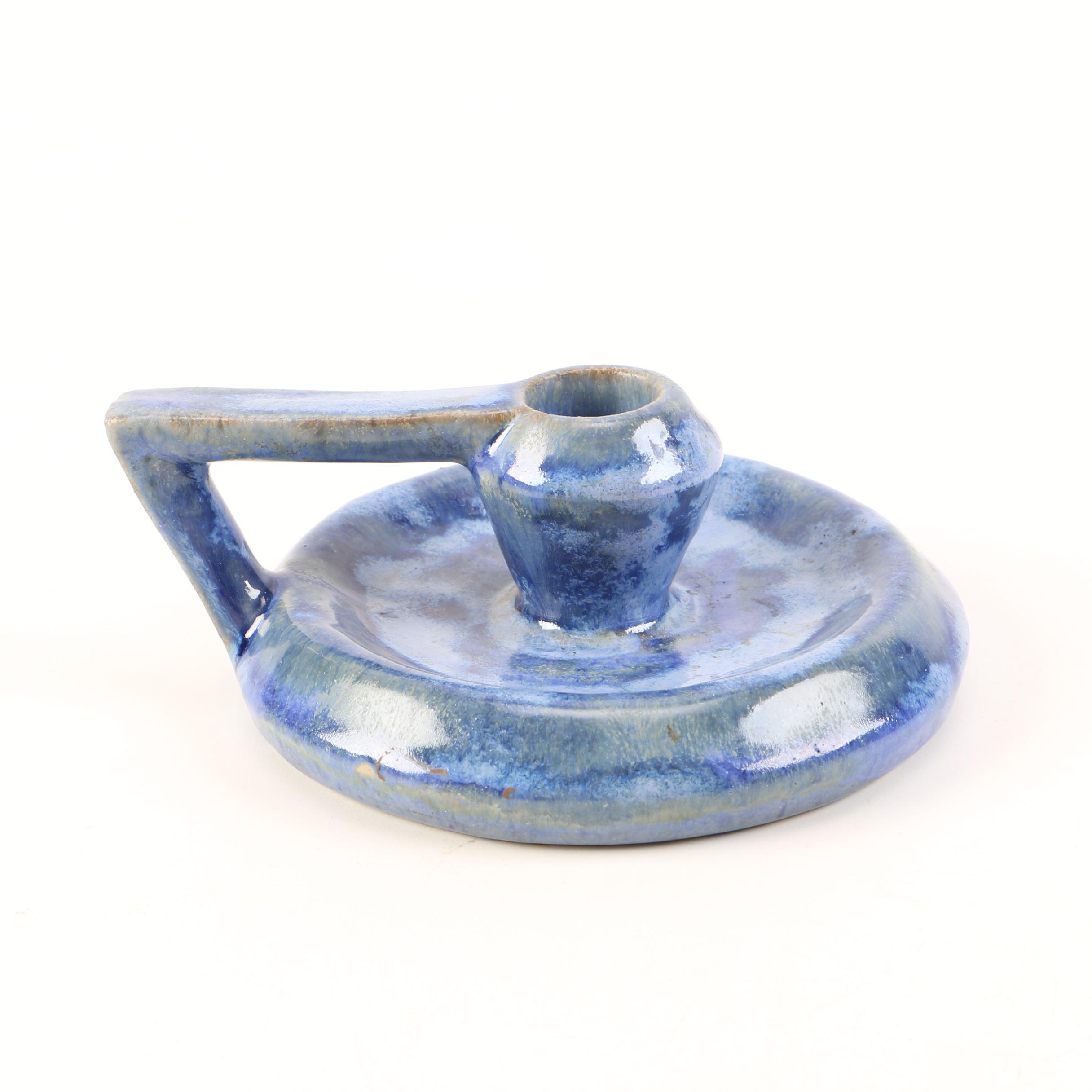 Fulper Chinese Blue Flambé Candle Holder