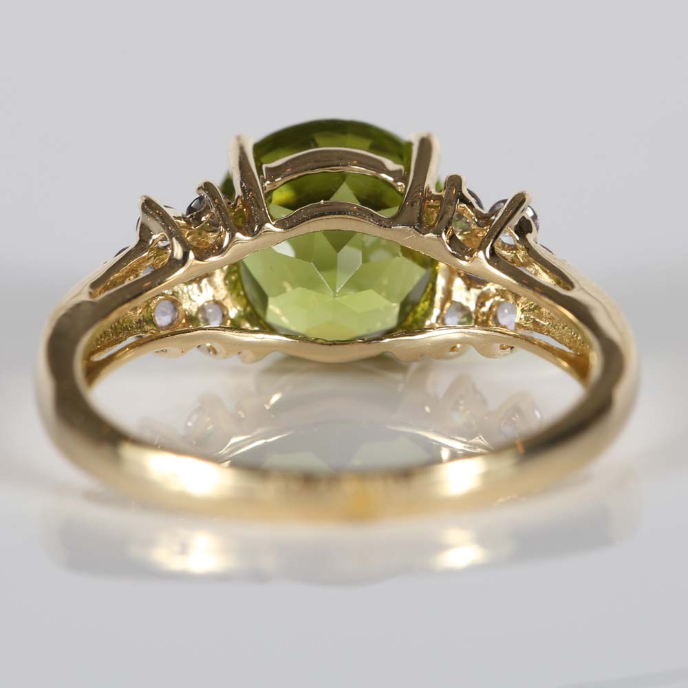 14K Yellow Gold Peridot and Tanzanite Ring