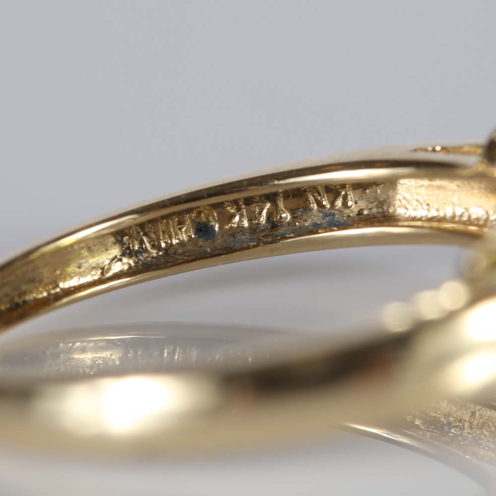 14K Yellow Gold Peridot and Tanzanite Ring