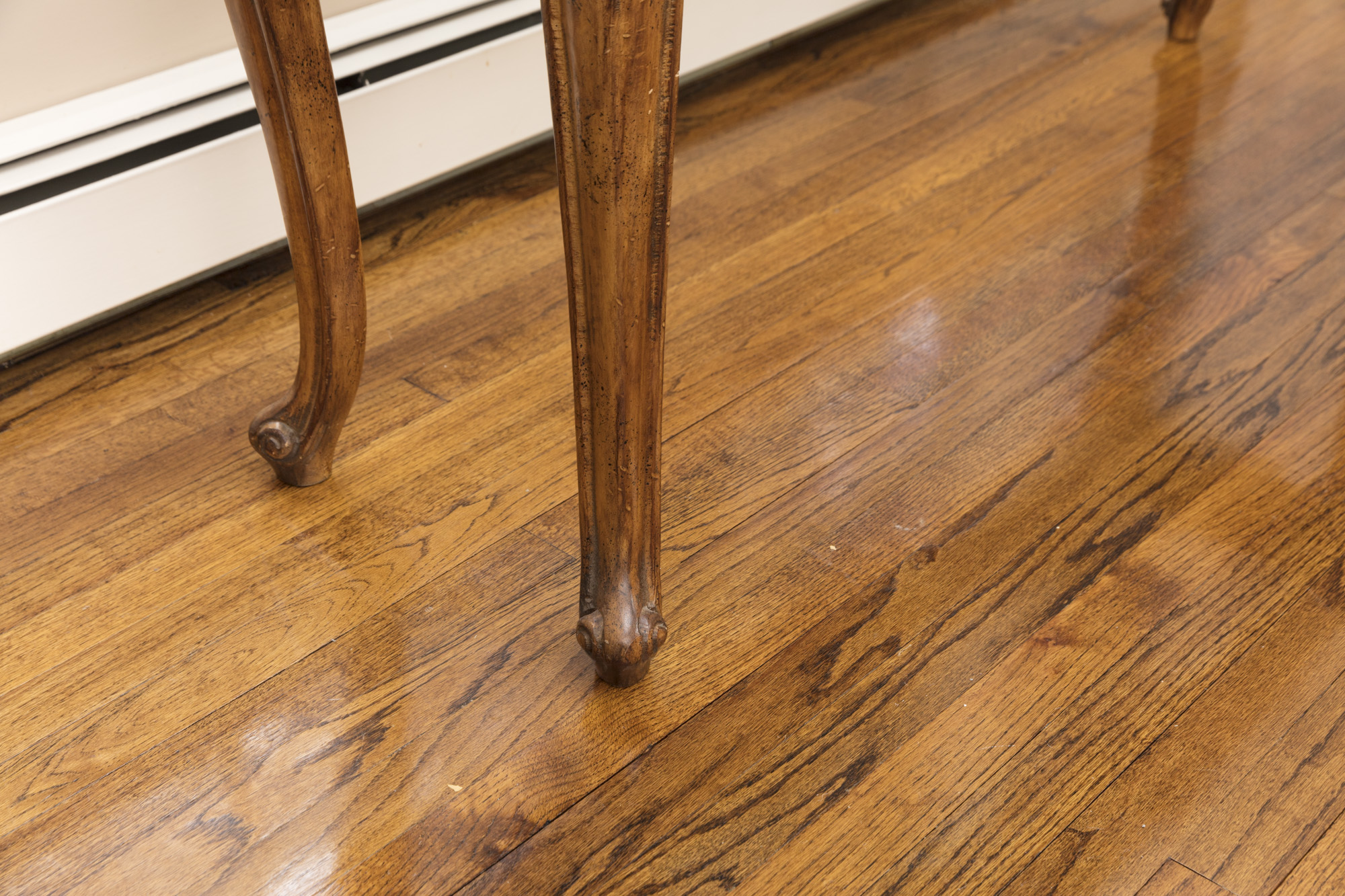 Rococo Style Glass-Topped Sofa Table with Two Footstools