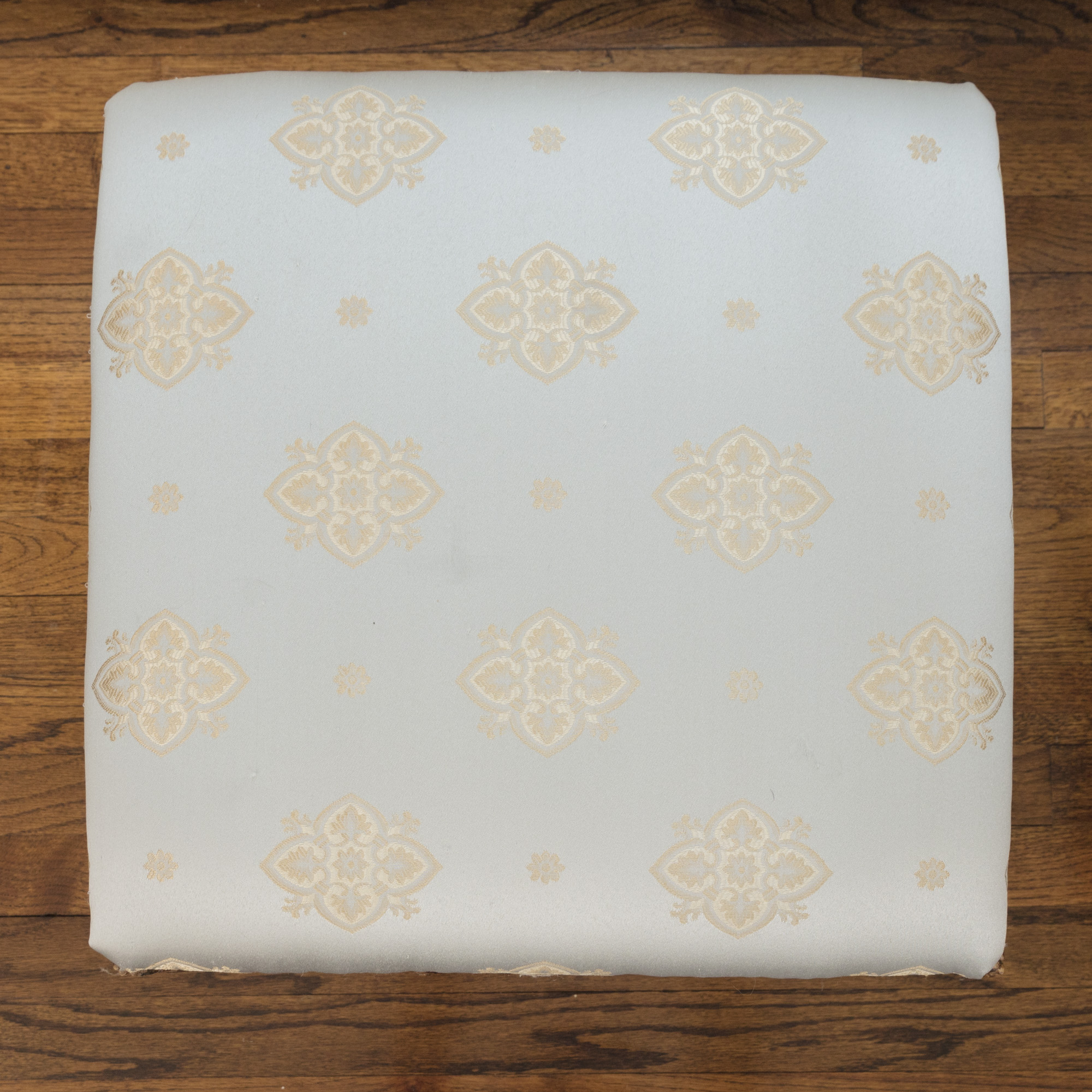 Rococo Style Glass-Topped Sofa Table with Two Footstools