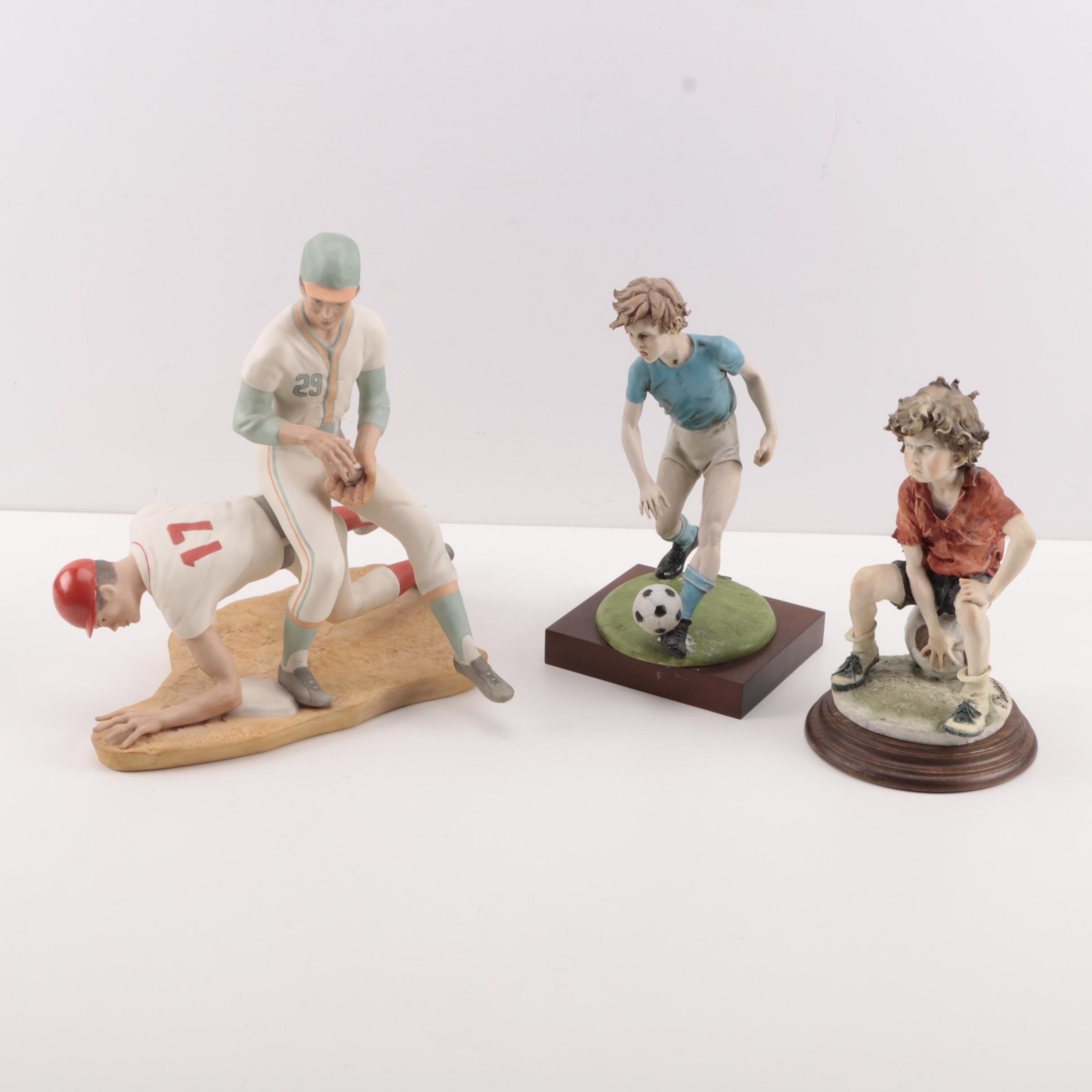 Sports Themed Ceramic Figurines Including Laszo Ispanky