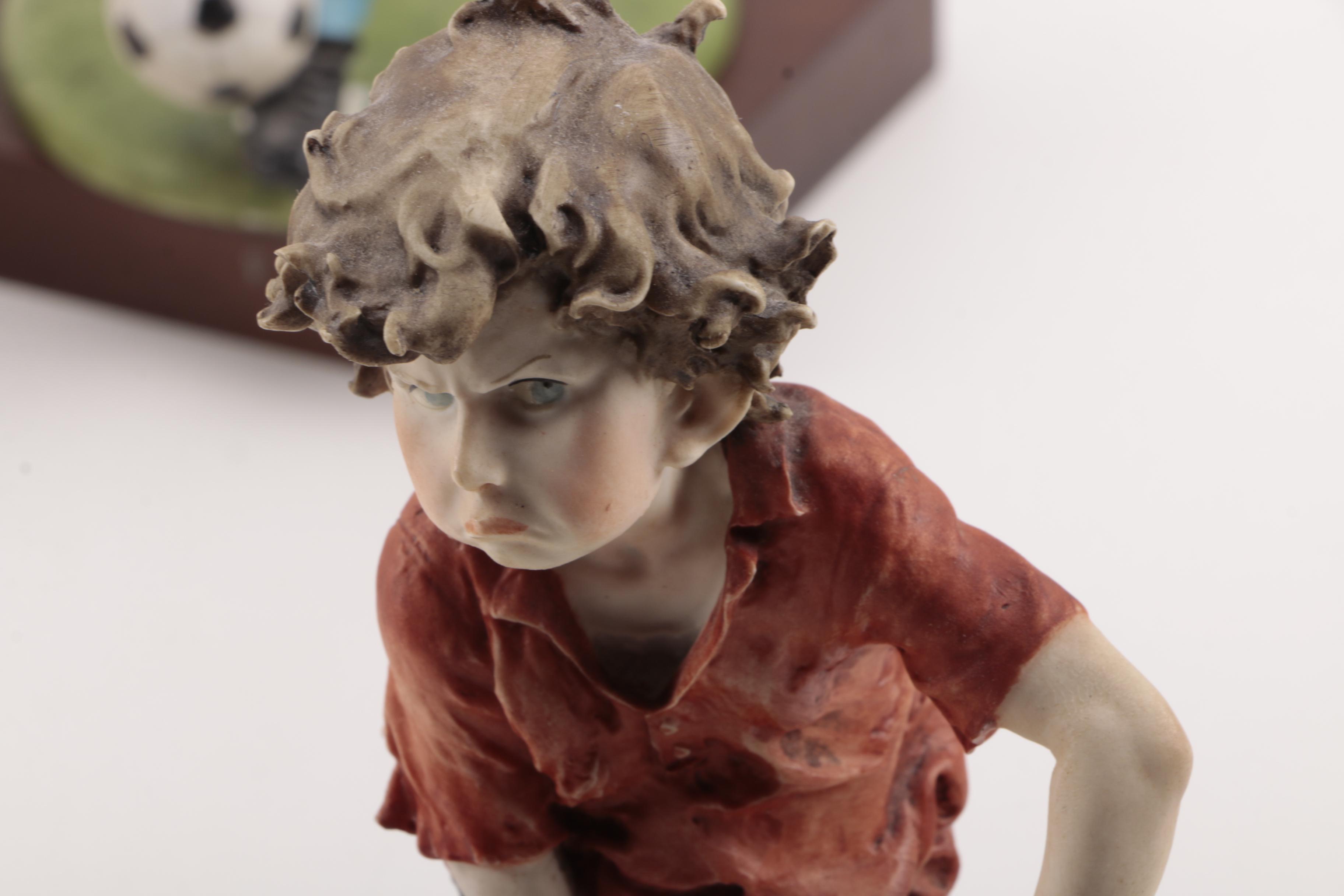 Sports Themed Ceramic Figurines Including Laszo Ispanky