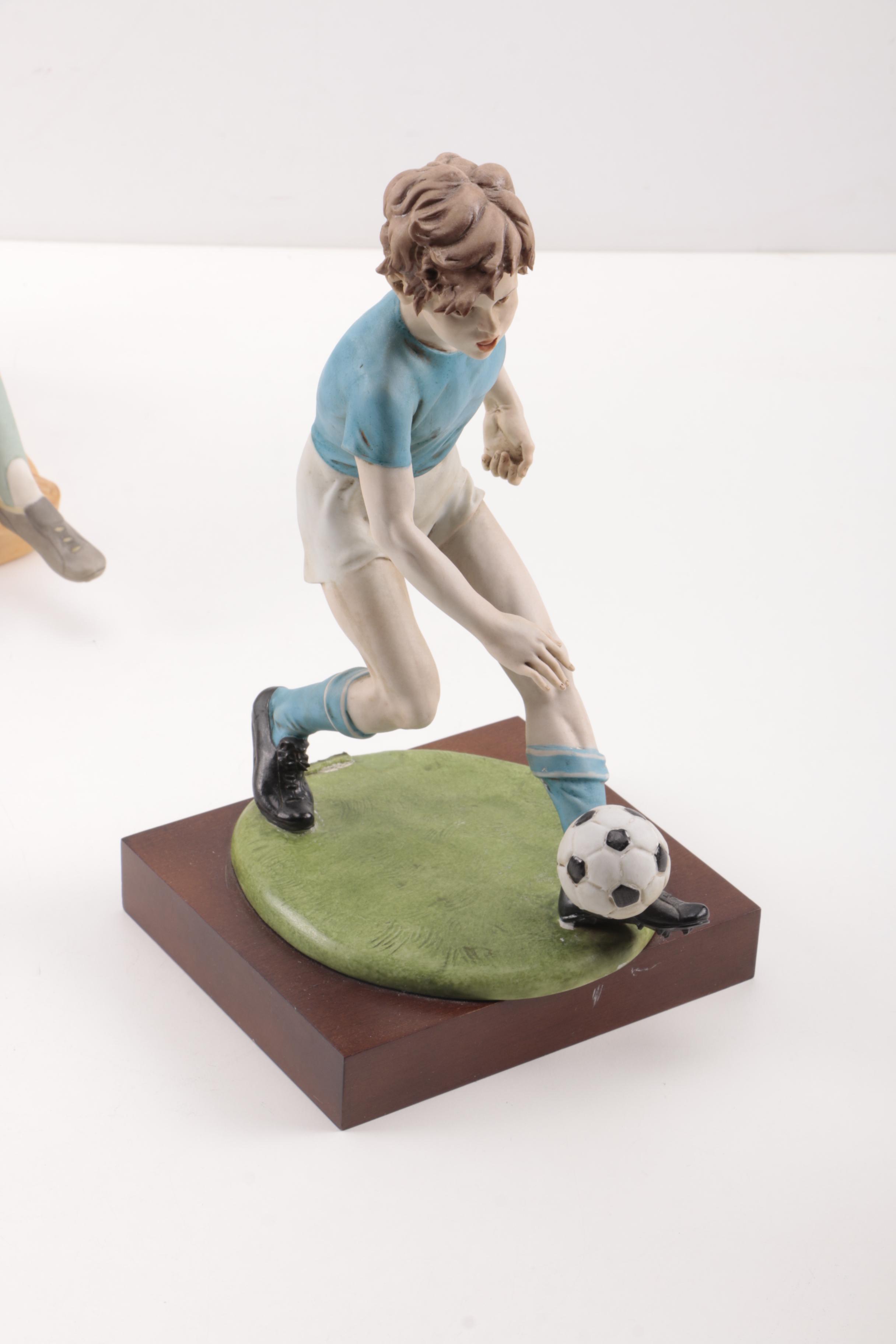 Sports Themed Ceramic Figurines Including Laszo Ispanky