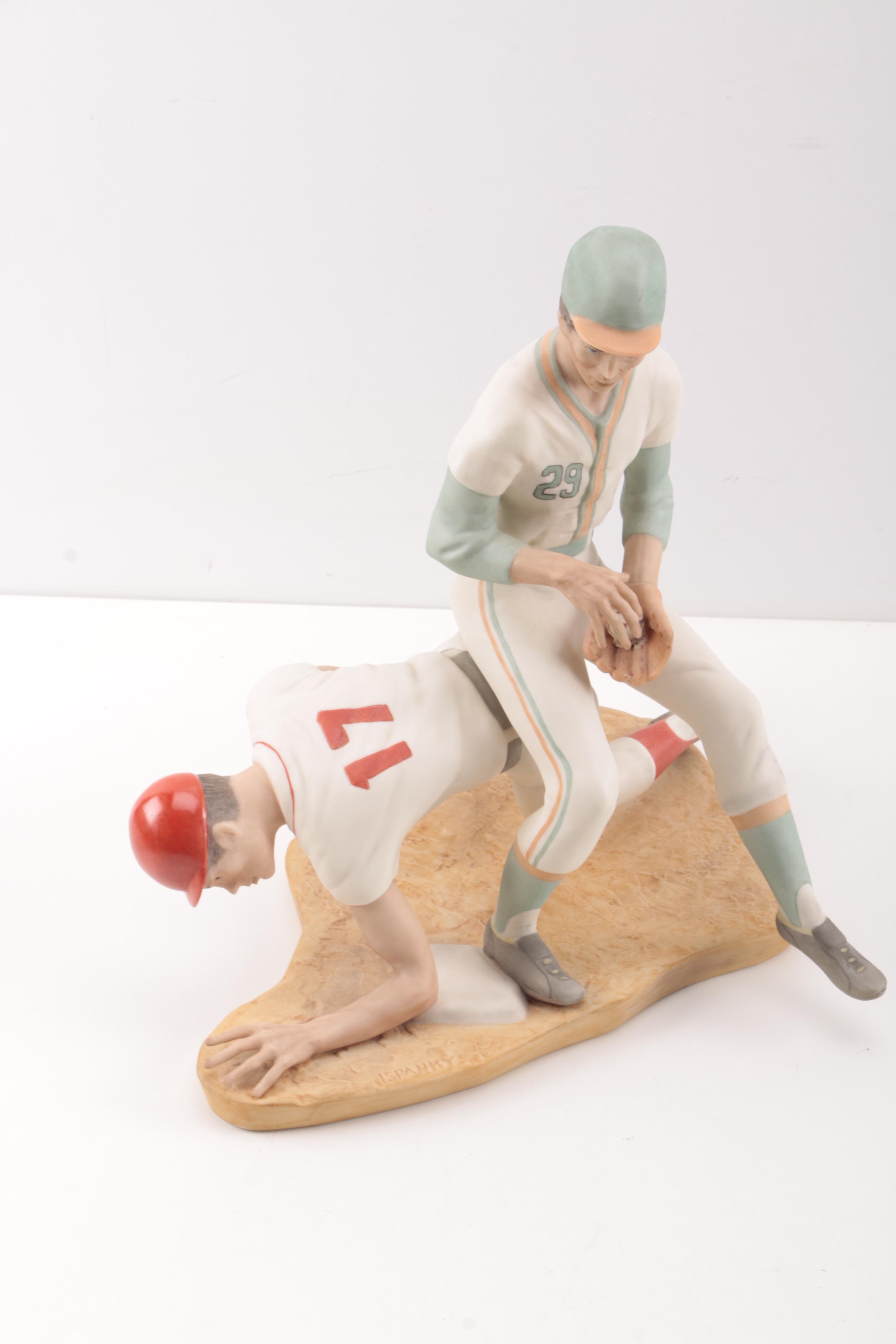 Sports Themed Ceramic Figurines Including Laszo Ispanky