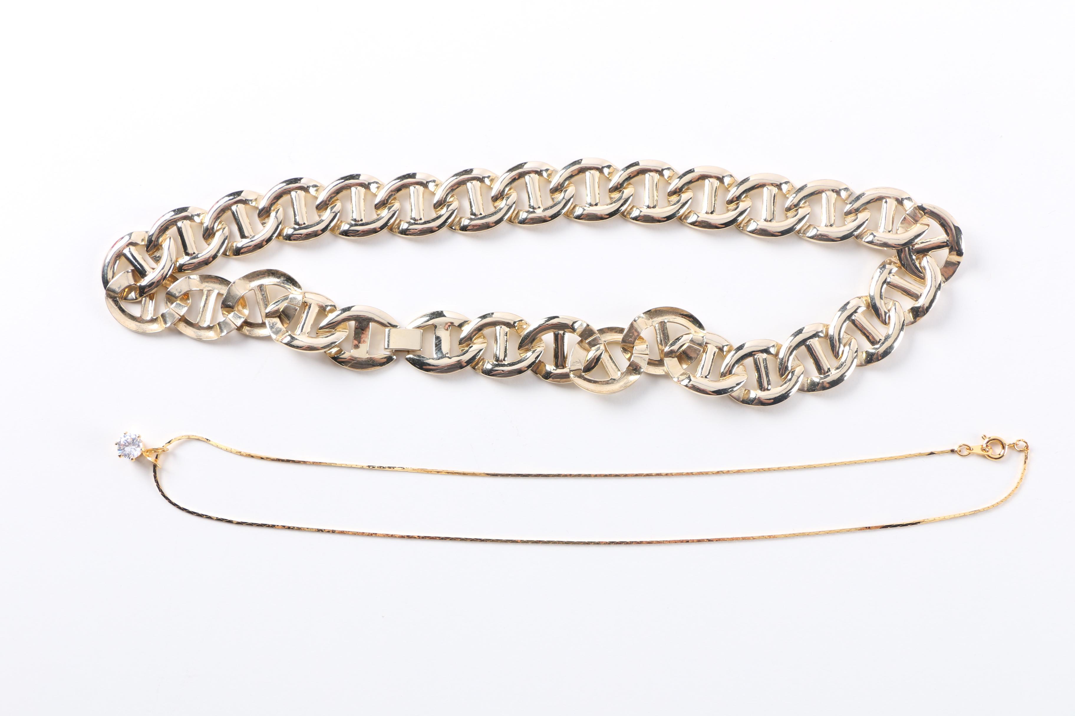 Gold Tone Costume Jewelry Including a Gemstone Scarab Bracelet