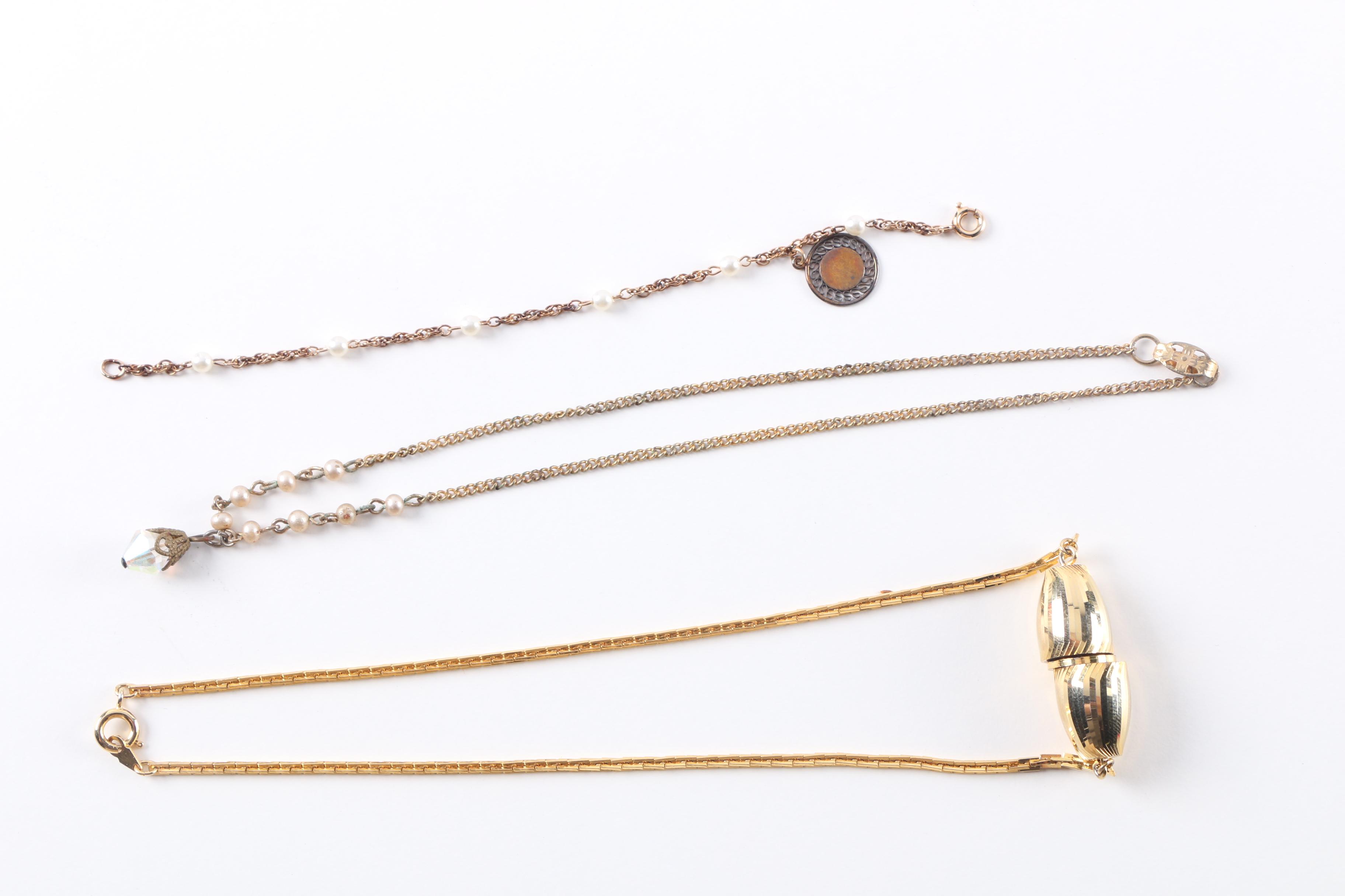 Gold Tone Costume Jewelry Including a Gemstone Scarab Bracelet