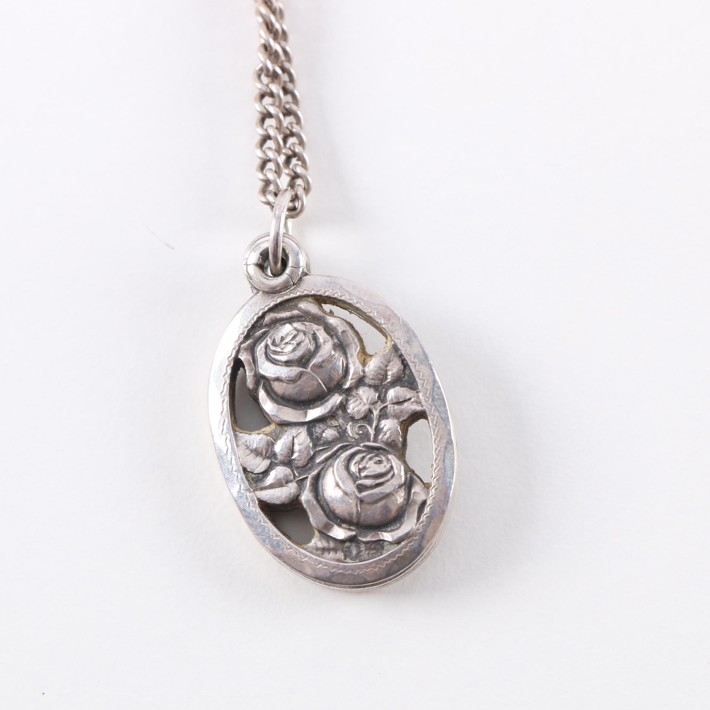 Sterling Silver Necklace With Religious Pendant