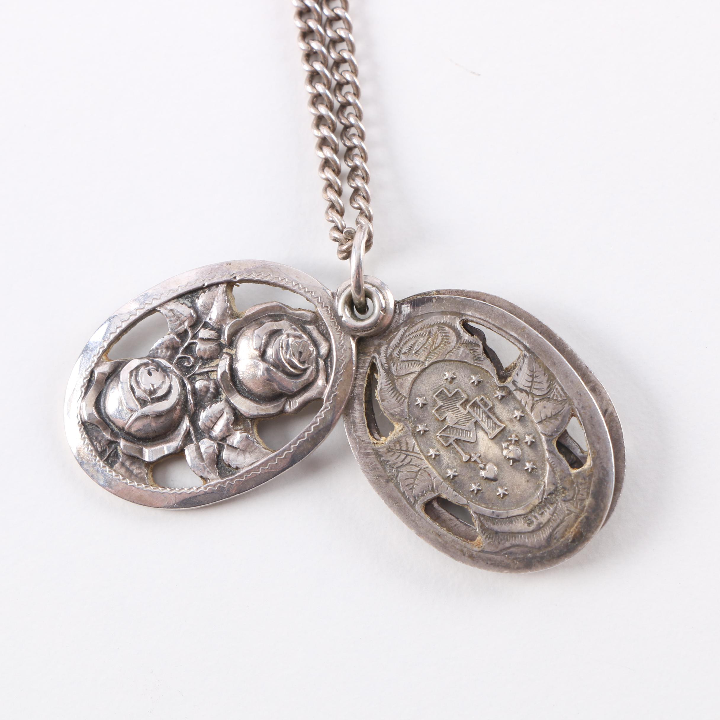 Sterling Silver Necklace With Religious Pendant