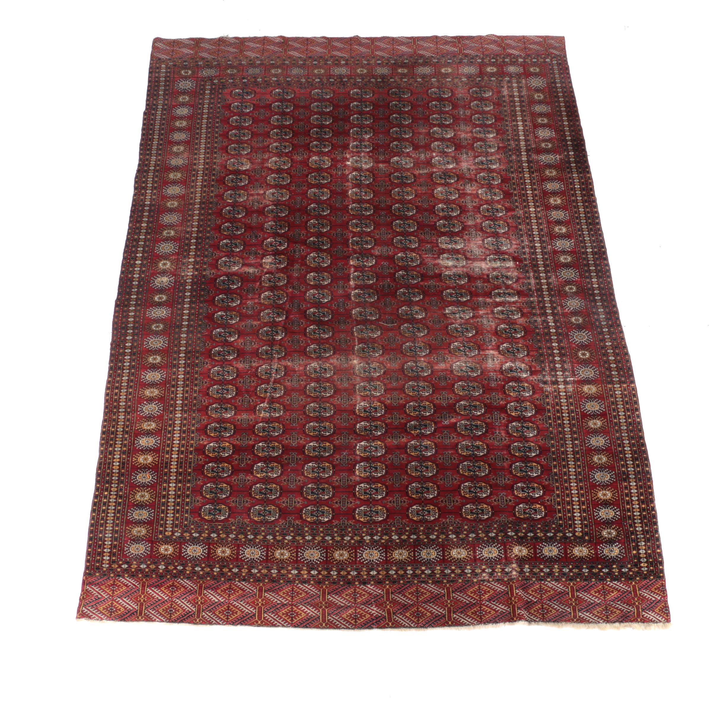 Vintage Hand-Knotted Tekke Bokhara Area Rug