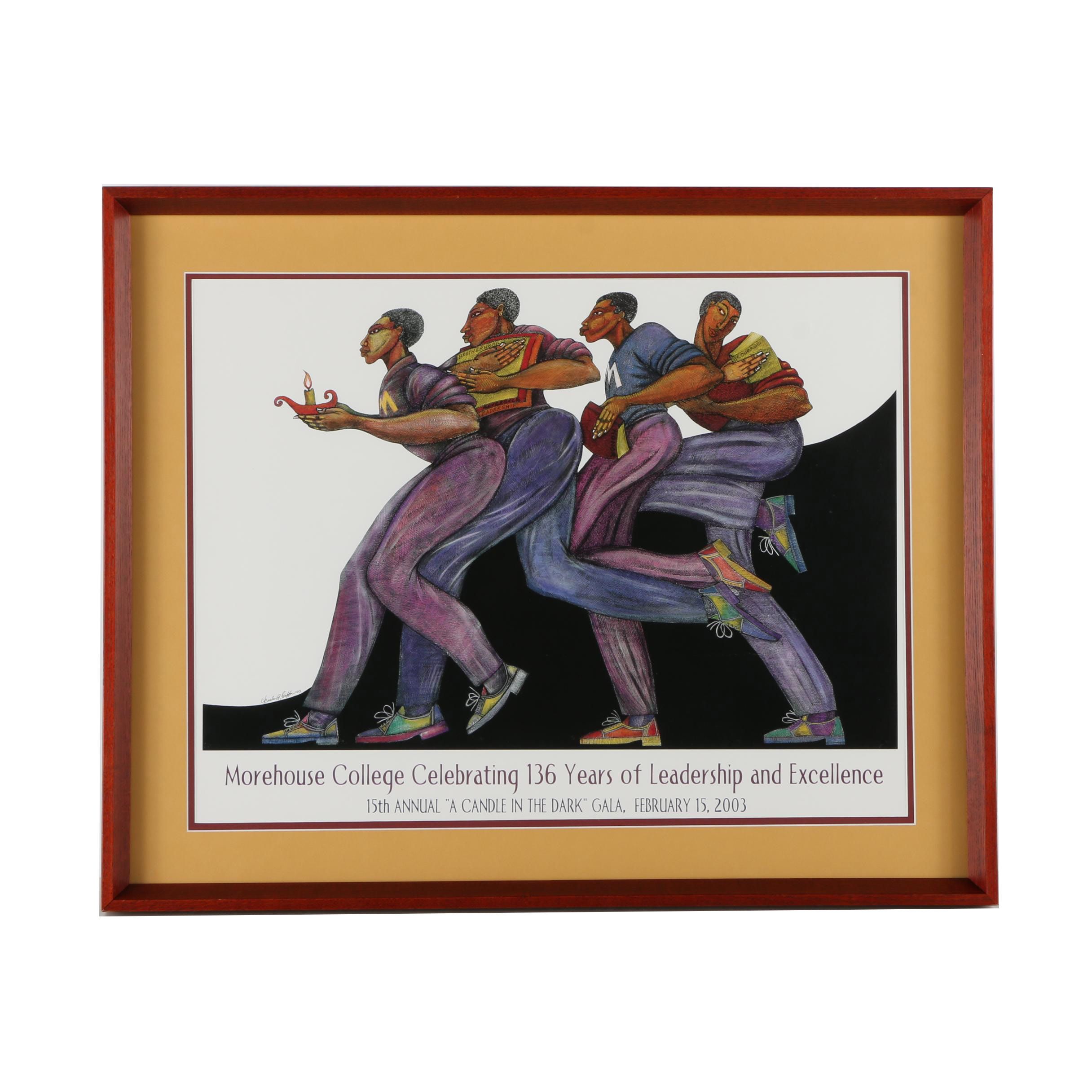 Morehouse College Gala Offset Lithograph Poster After Charles A. Bibbs's "From the Dark to the Light"