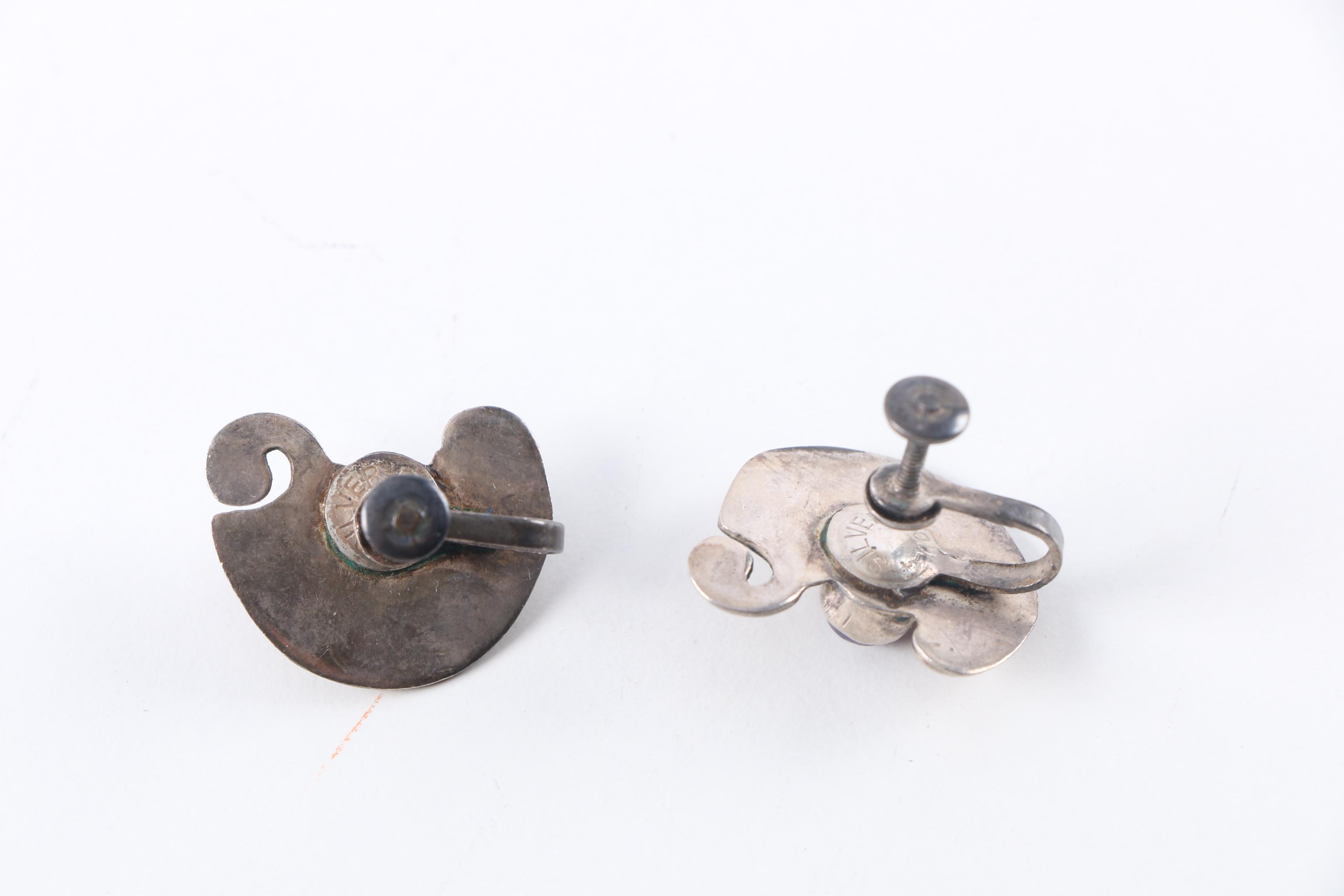 Sterling Silver Bracelet and Earrings with Amethyst