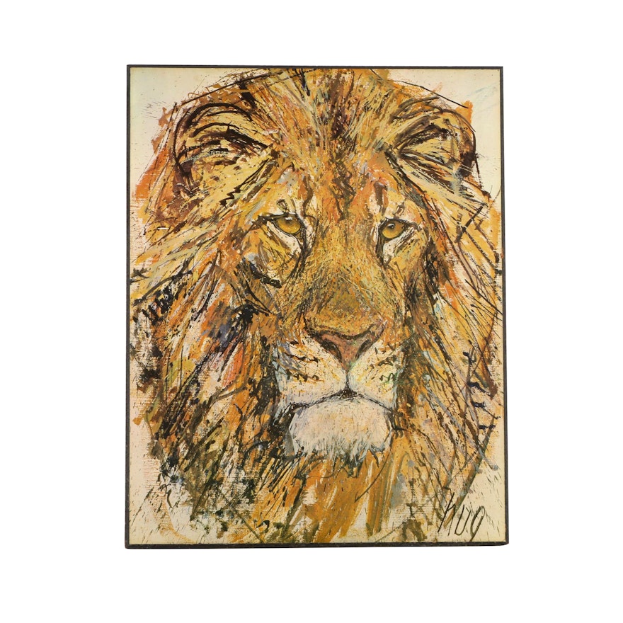 After Fritz Rudolf Hug Offset Lithograph on Paper of a Lion