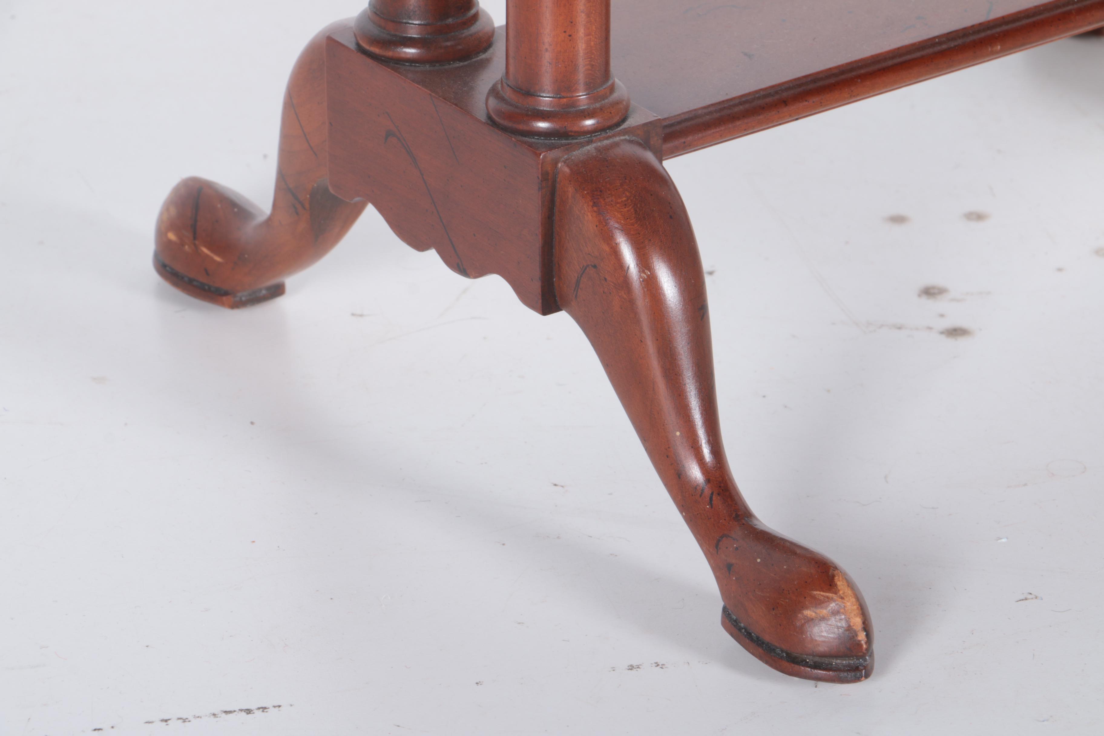 Burl Walnut Veneered Trestle Side Table